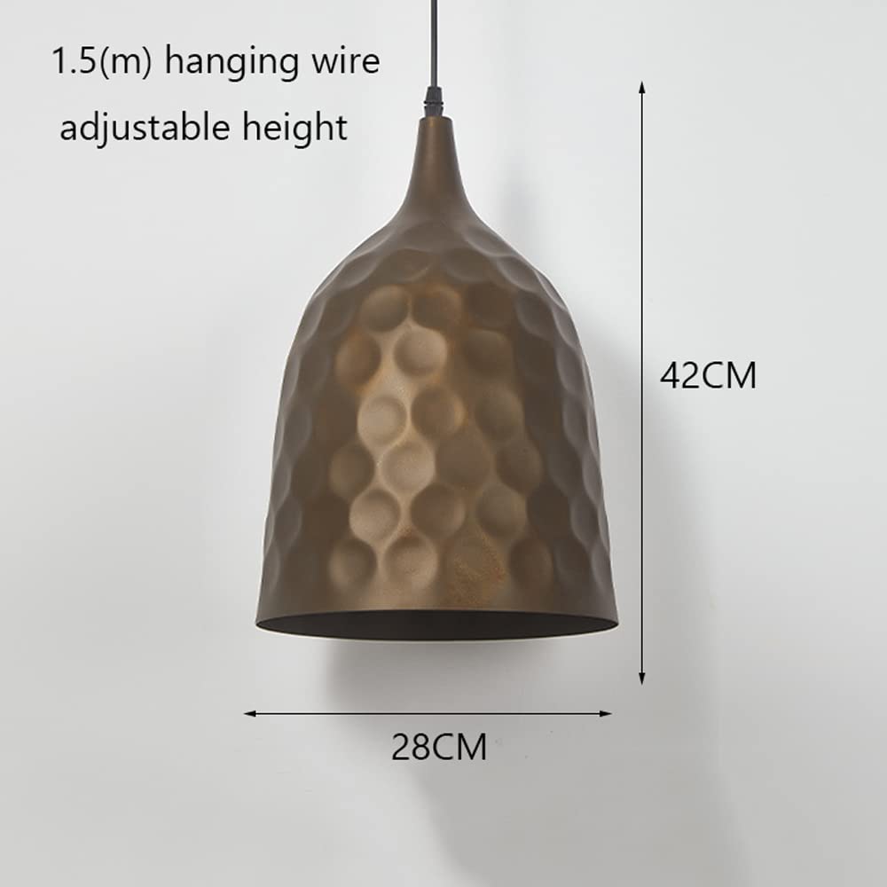 Modern Industrial Pendant Light - 1-Light Brown Metal Chandelier with E27 Socket for Kitchen Island, Dining Room, Living Room & Balcony | Durable Hanging Ceiling Fixture for Restaurant, Corridor & Home Decor