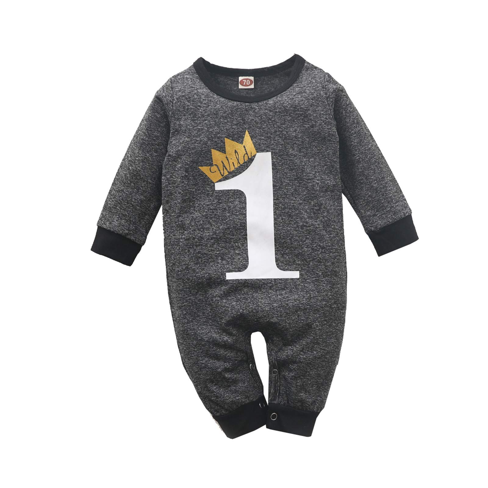 Egbsmy Baby Long Sleeve Jumpsuit for Newborn Girls & Boys - Soft Cotton Crown Letter Romper Outfit | Perfect for Photoshoots, Playdates & Special Occasions