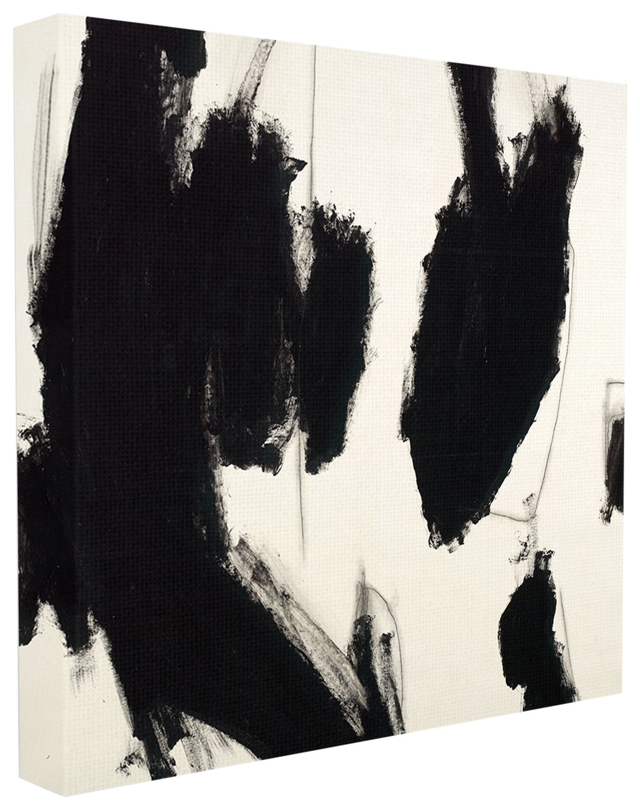 Stupell Home Decor Black and White Abstract Patchwork Oversized Canvas Wall Art - 24x30 Inches Stretched Framed Painting - Handmade in USA - Perfect for Living Room, Bedroom & Office Decor