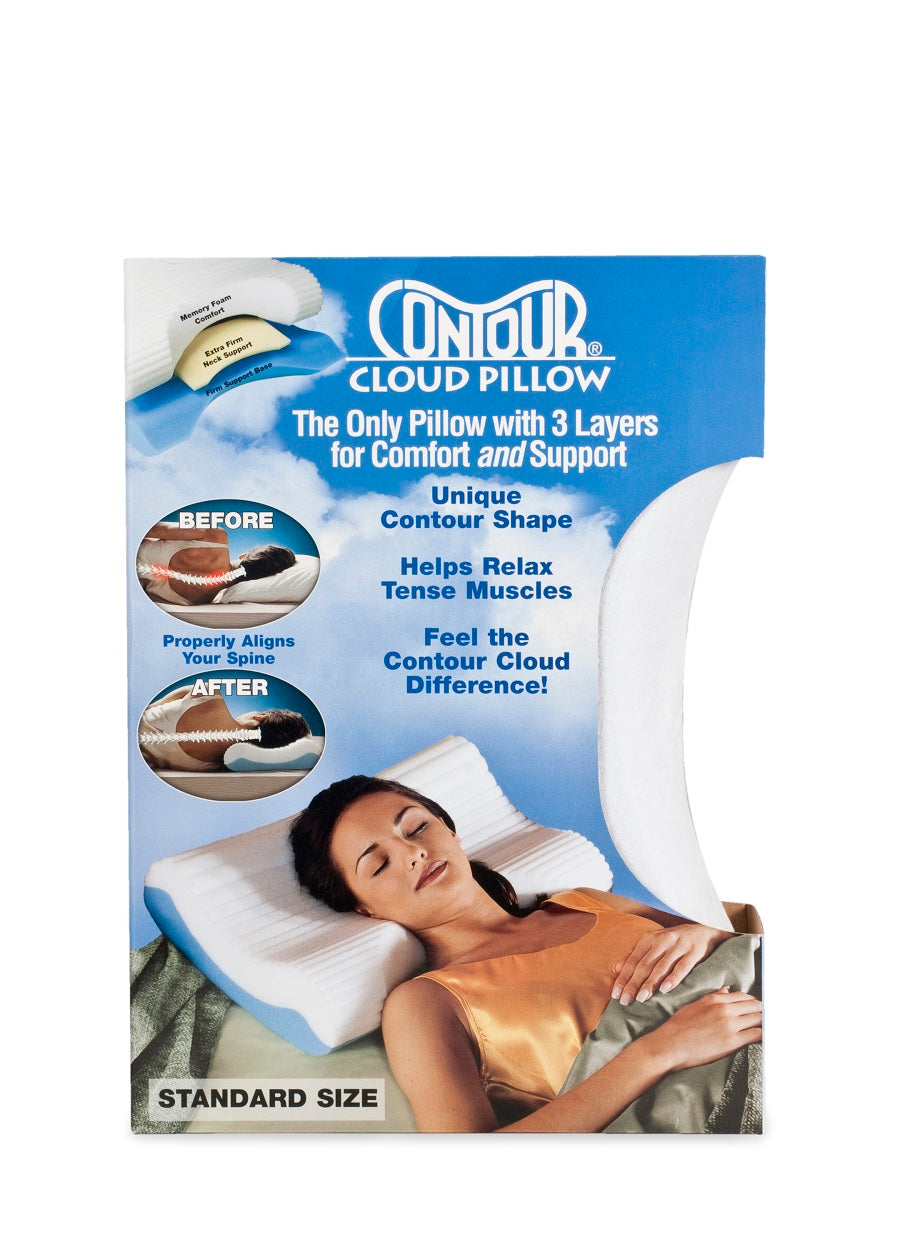 Contour Cloud Pillow for Neck Pain Relief - Memory Foam Cervical Support Pillow for Side, Back & Stomach Sleepers - Orthopedic Bed Pillow for Better Sleep & Posture (Home, Travel, Office Use)