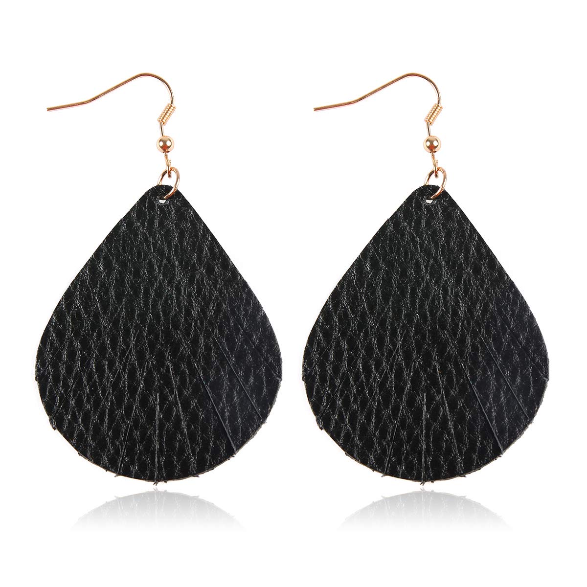 Bohemian Lightweight Genuine Leather Geometric Statement Earrings - Petal Leaf Scallop, Fringe Disc Hoop, Star Dangles | Trendy Boho Jewelry for Women, Perfect for Festivals, Parties & Everyday Wear