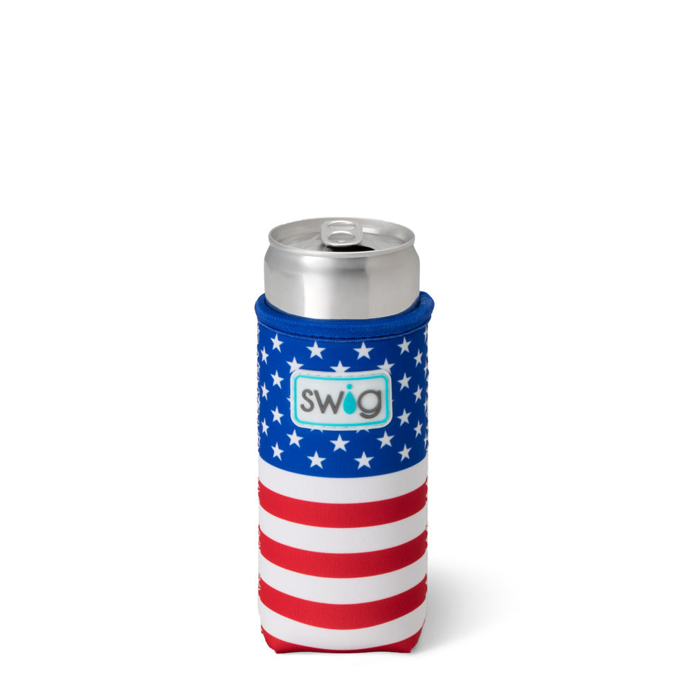 All American Slim Can Coolie - Insulated Beer Can Holder for 12 oz Cans, Perfect for BBQs, Tailgating & Outdoor Parties