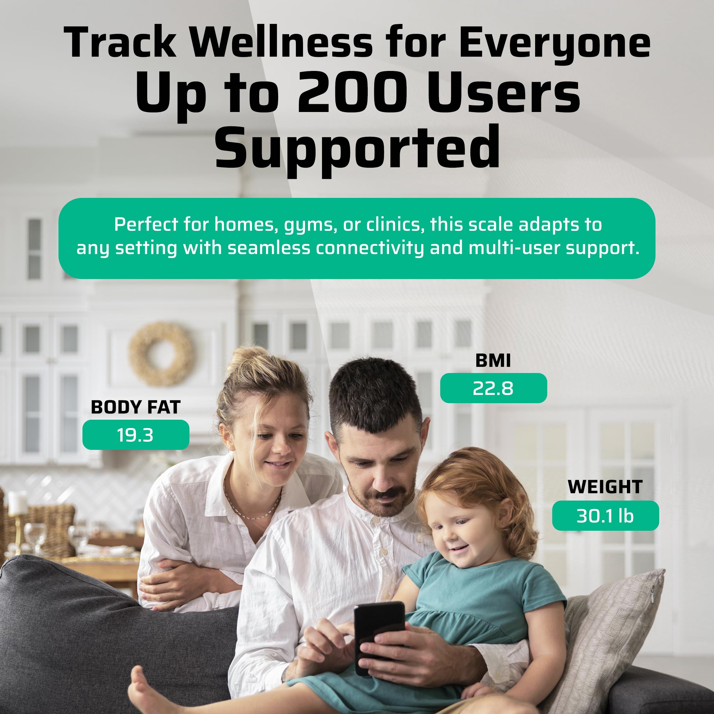 Premium Smart Digital Body Weight Scale with 4 Electrodes – 25+ Body Metrics – Rechargeable – WiFi & Bluetooth – Full Body Composition Analysis – Track Body Fat, Muscle Mass, BMI – Sleek Black Design – Perfect for Home Gym, Fitness Tracking & Health Monitoring