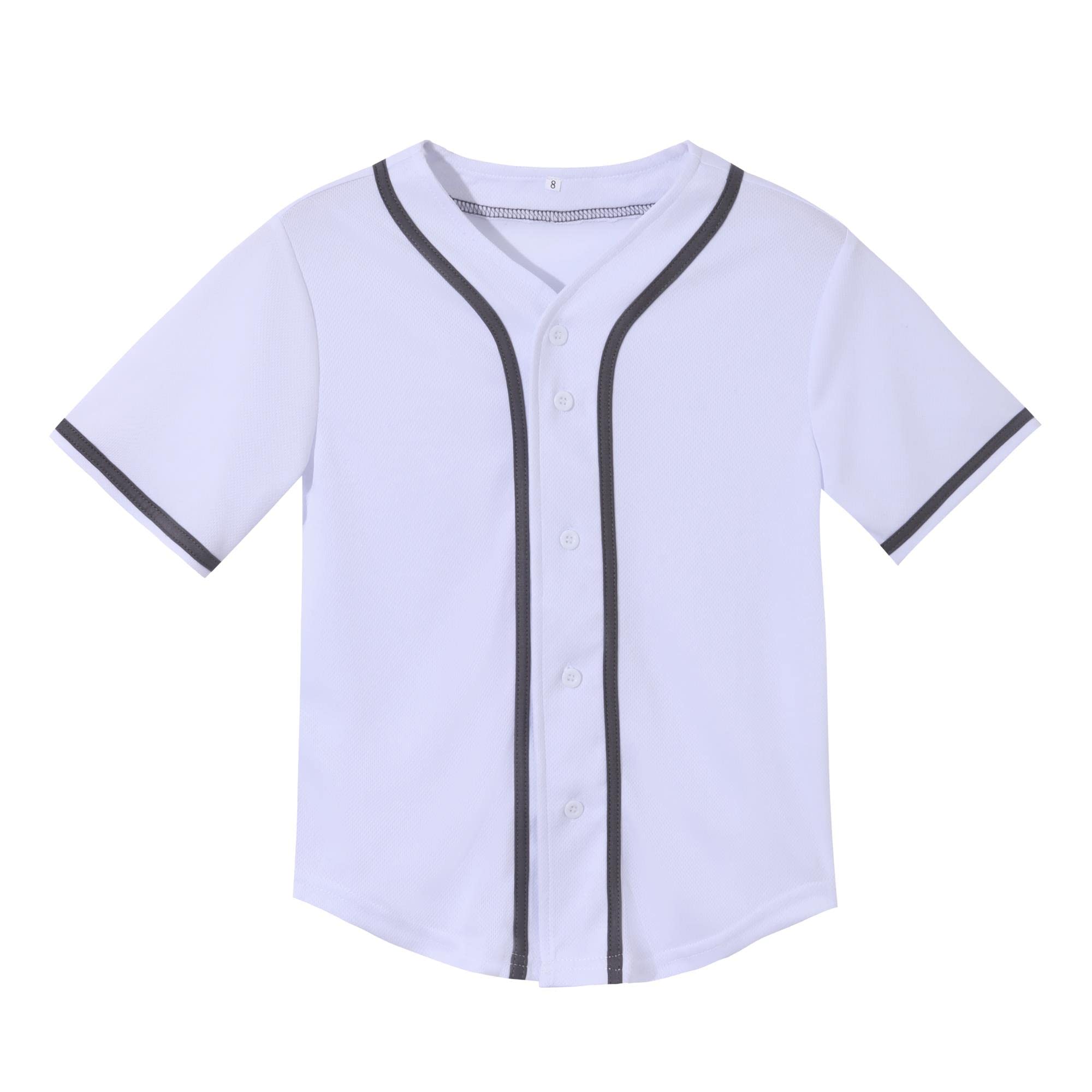 **Trendy Kids Baseball Jersey Button-Up T-Shirt - Boys & Girls Hip Hop Style Black and White Short Sleeve Tee - Perfect for Sports, Casual Wear & Street Fashion**