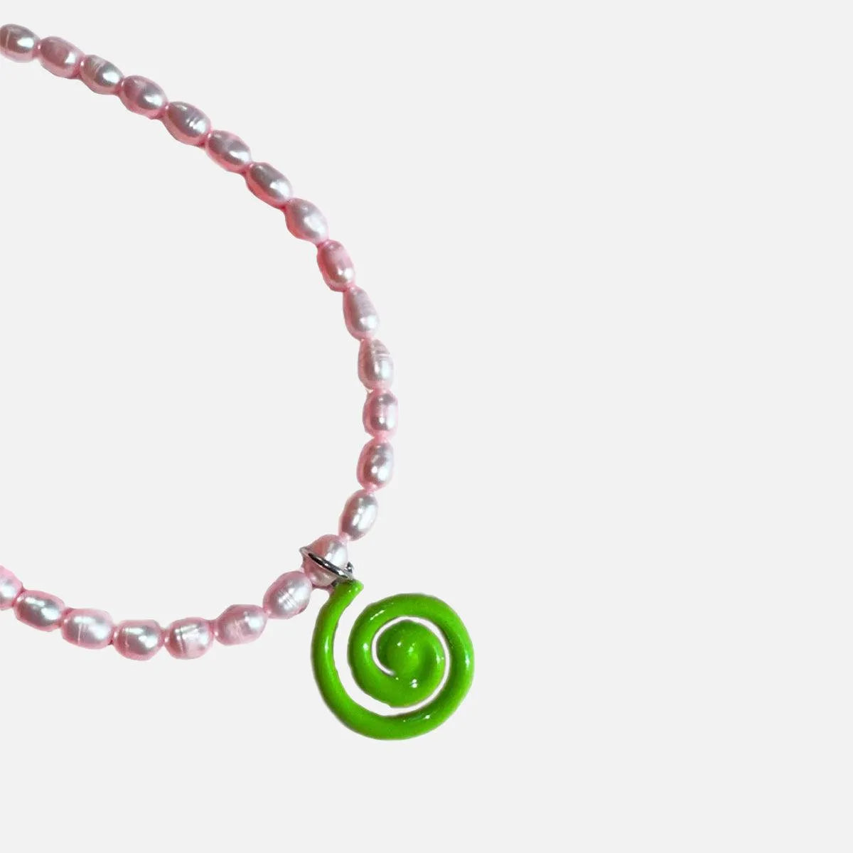 Elegant Super Swirl Pearl Necklace with Matcha Green Accents - Perfect for Weddings, Parties & Special Occasions