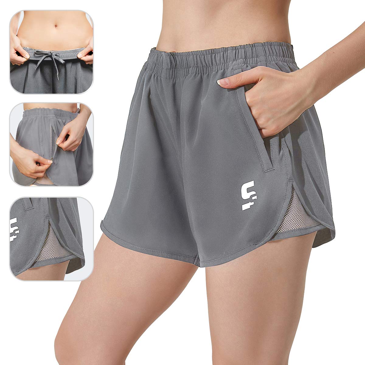 SS COLOR FISH Women's Quick Dry Workout Running Shorts with Pockets - Lightweight Athletic Gym Shorts for Yoga, Jogging & Outdoor Activities