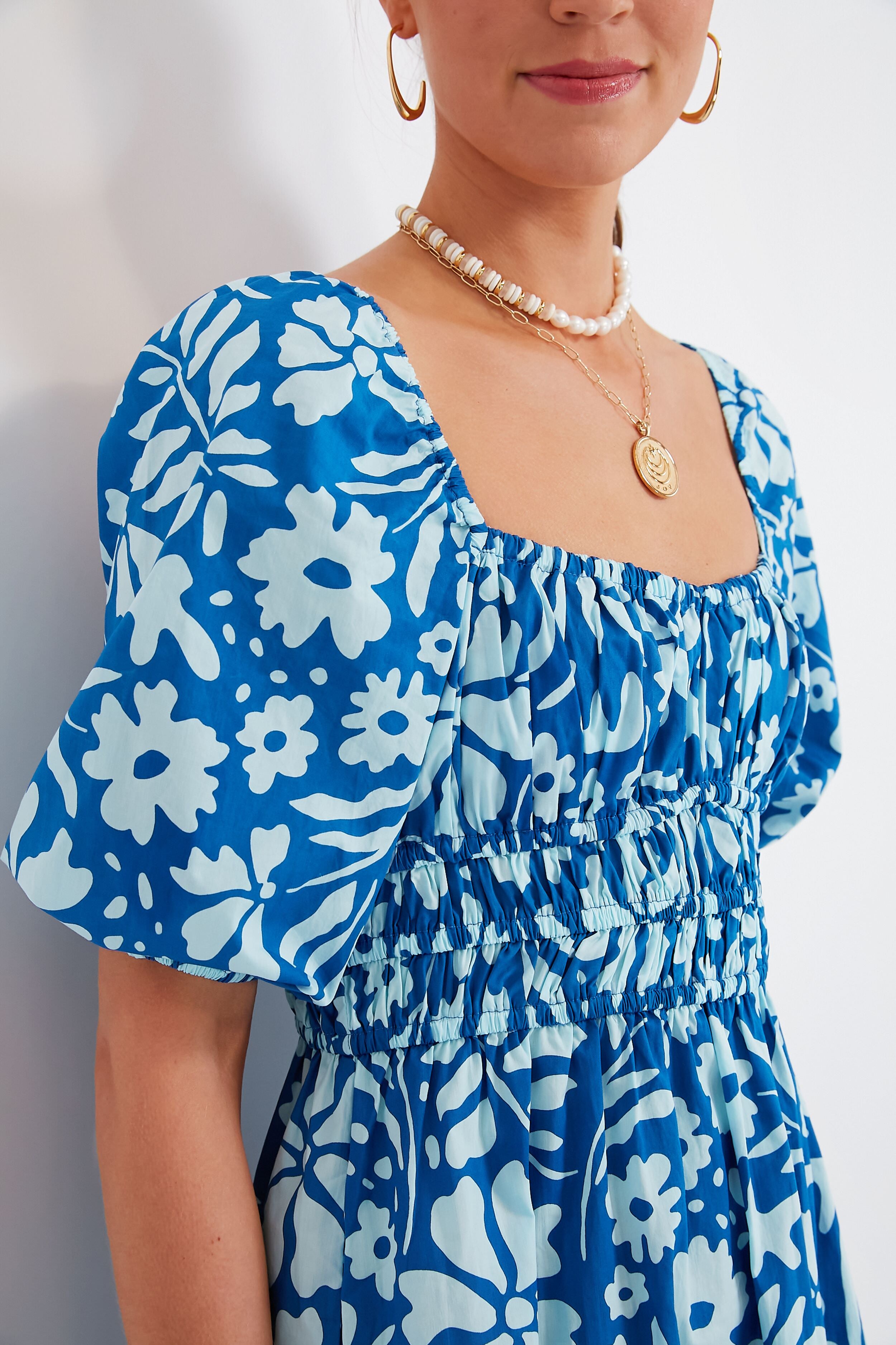 Blue Sidra Floral Marinelli Mini Dress - Women's Summer Floral Print Short Dress for Beach, Party & Casual Wear | Perfect for Vacation, Date Night & Outdoor Events