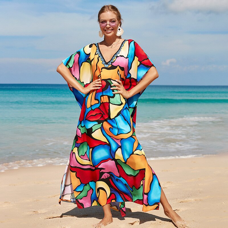 Bohemian Beach Dresses & Kaftans - Flowy Bikini Cover Ups, Maxi Robe for Women | Elegant Swimwear Coverup for Pool, Vacation & Summer Outfits