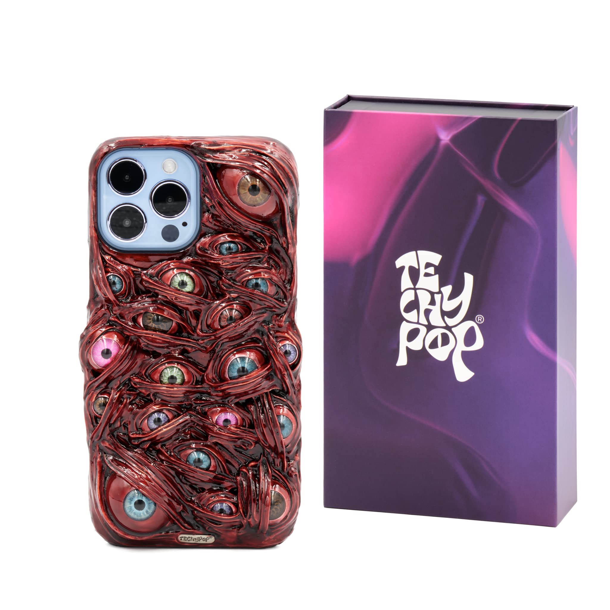 Techypop Blood Eyeball Designer Phone Case - 100% Handmade, Premium Protection for iPhone 13 Pro Max - Perfect for Halloween, Cosplay & Horror Theme Parties