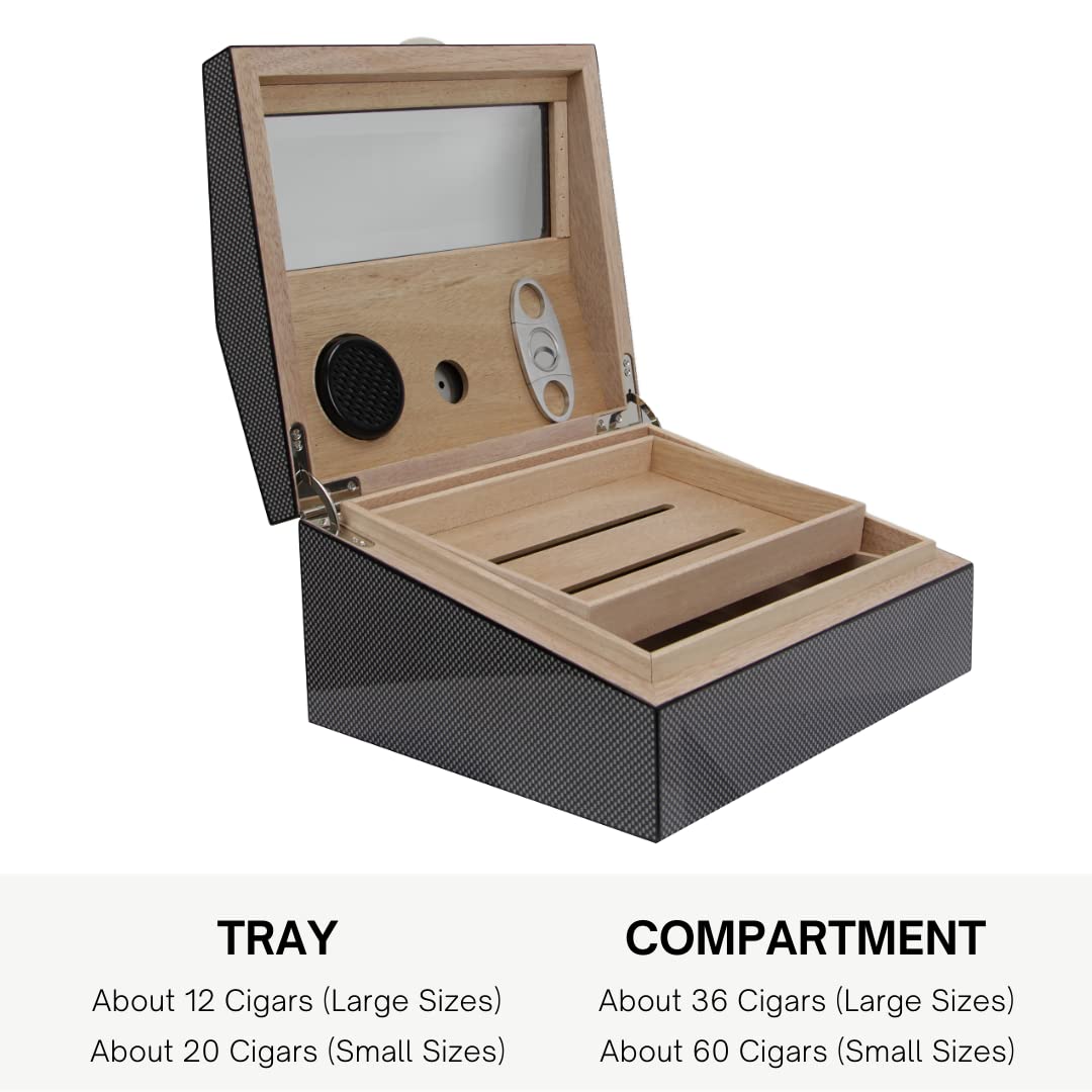 Premium Wood Lined Cigar Cabinet Humidor - Airtight Cigar Storage Case with Hygrometer | Ideal for Cigar Aficionados & Best Man Gifts | Perfect for Home Bars, Office Use & Special Occasions