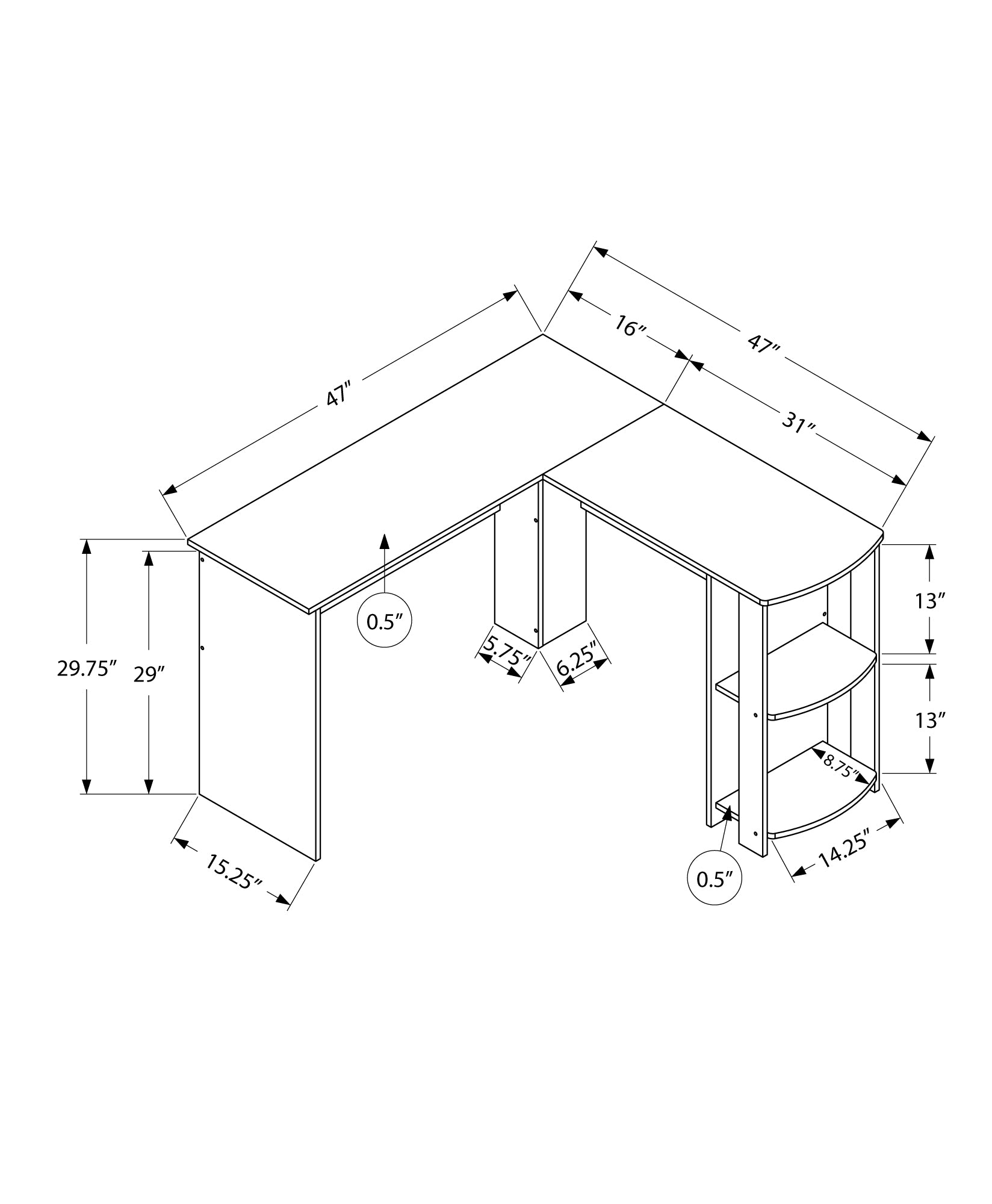 White L-Shaped Corner Computer Desk with 2 Shelves - Home Office Workstation for Small Spaces, Gaming & Study Setup