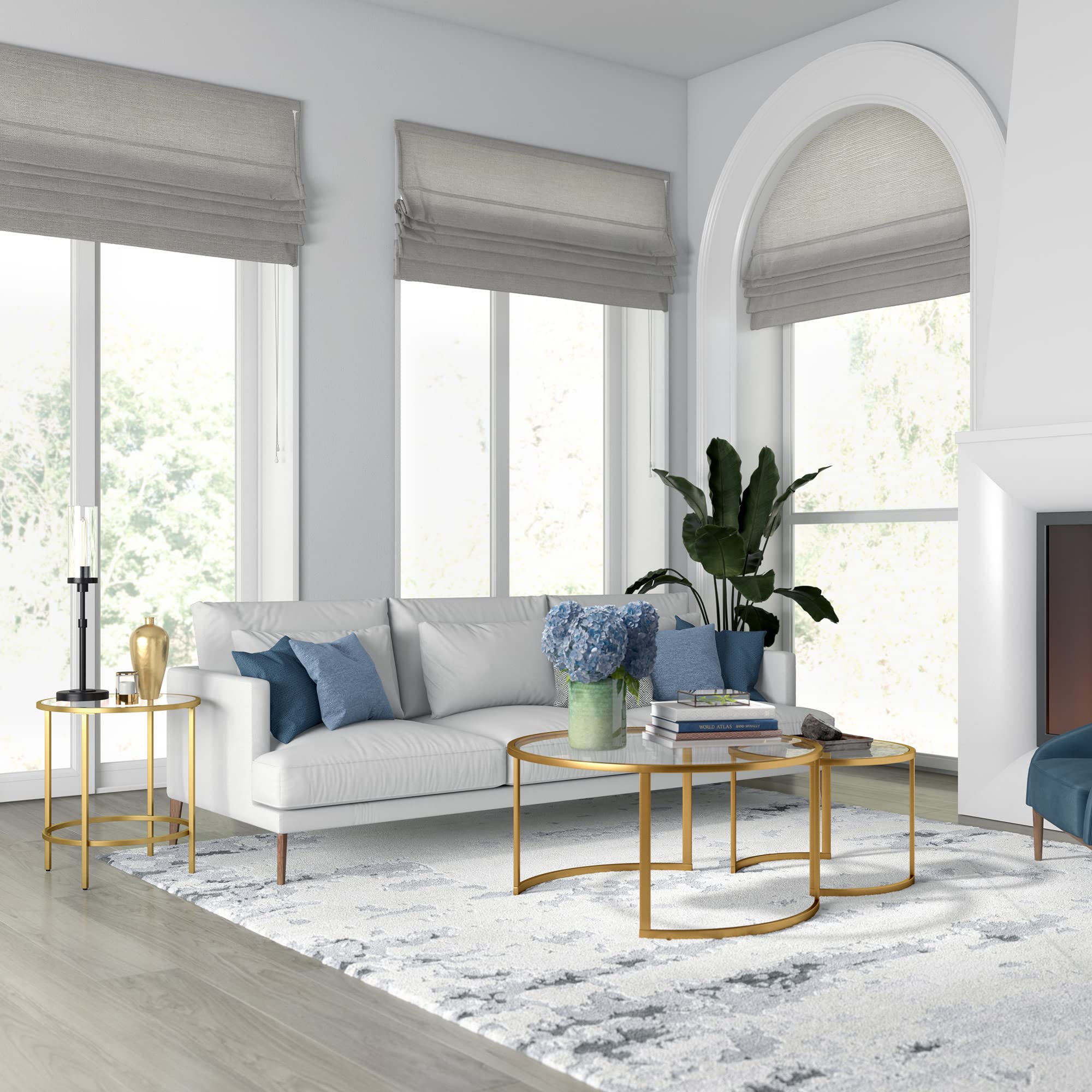 Stylish Mitera Round Nested Coffee Table in Brass - Perfect for Living Room, Lounge & Modern Home Decor