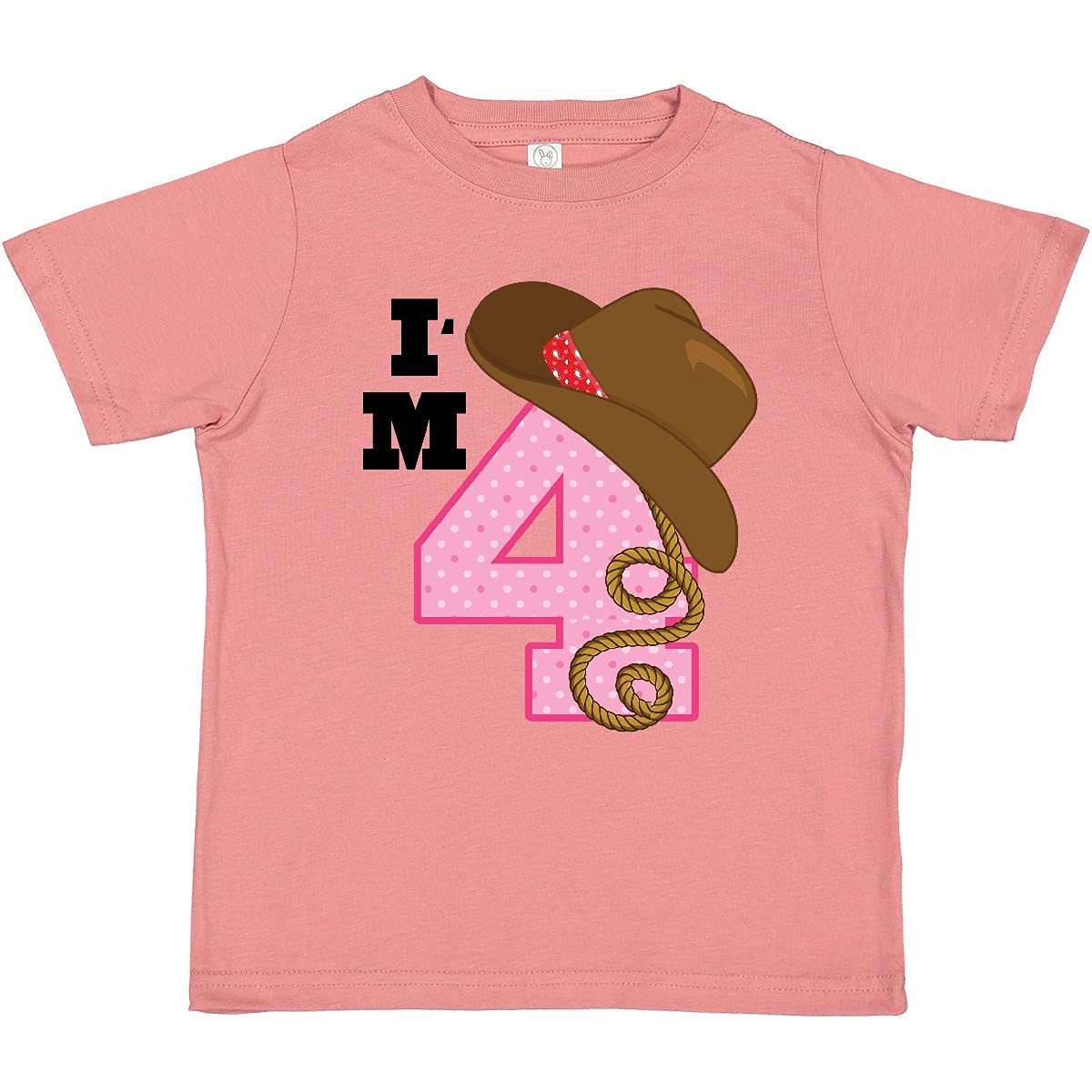 Inktastic 4th Birthday Cowgirl Toddler T-Shirt for Girls - Cute 4 Year Old Western Outfit for Birthday Parties & Cowgirl Themed Events