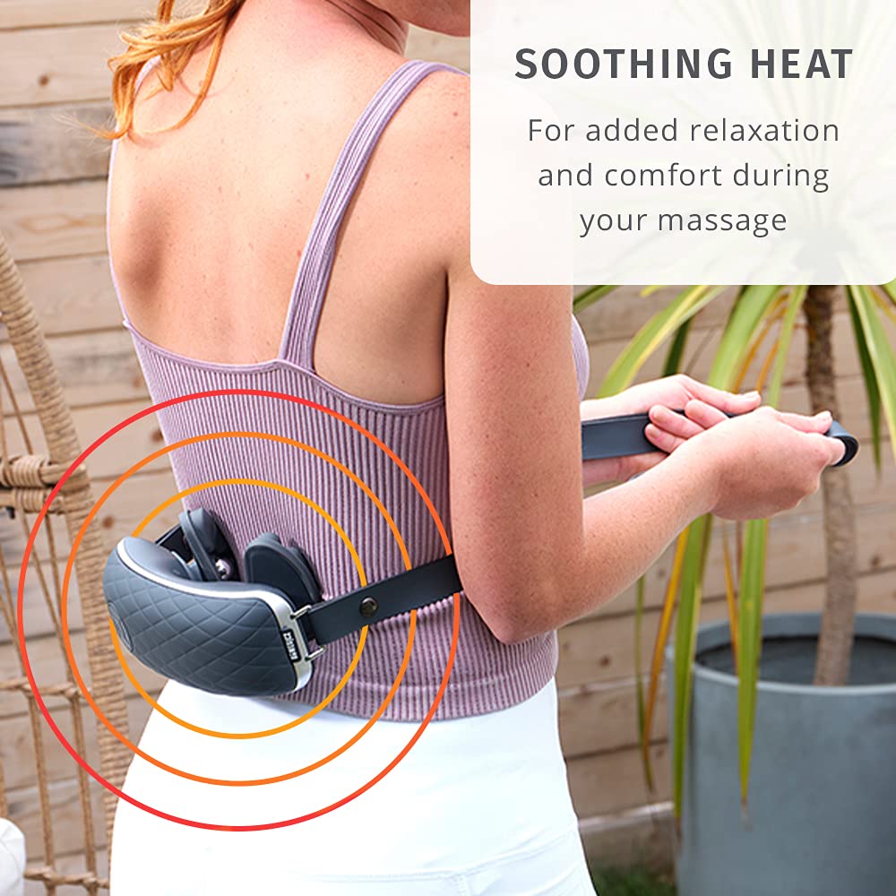 Homedics Cordless Neck & Body Massager with Heat - Portable Deep Tissue Massage for Shoulders, Back & Legs - Gel Nodes, Adjustable Straps, 50-Min Runtime - Perfect for Post-Workout Recovery, Office & Home Relaxation