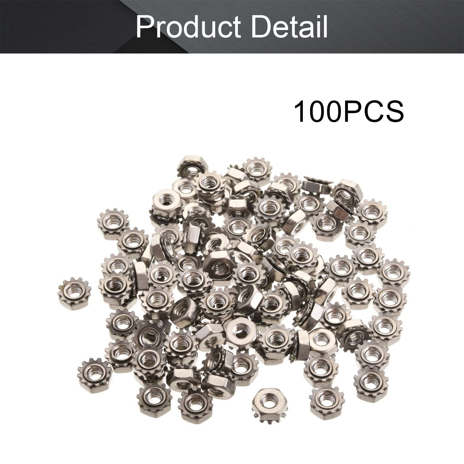 MroMax 4#-40 K-Lock Nuts, 100Pcs 304 Stainless Steel Keps Lock Nuts - Silver Hardware Fasteners for Machinery, Furniture & Electrical Appliances | Secure Fastening Solution for DIY Projects & Industrial Use