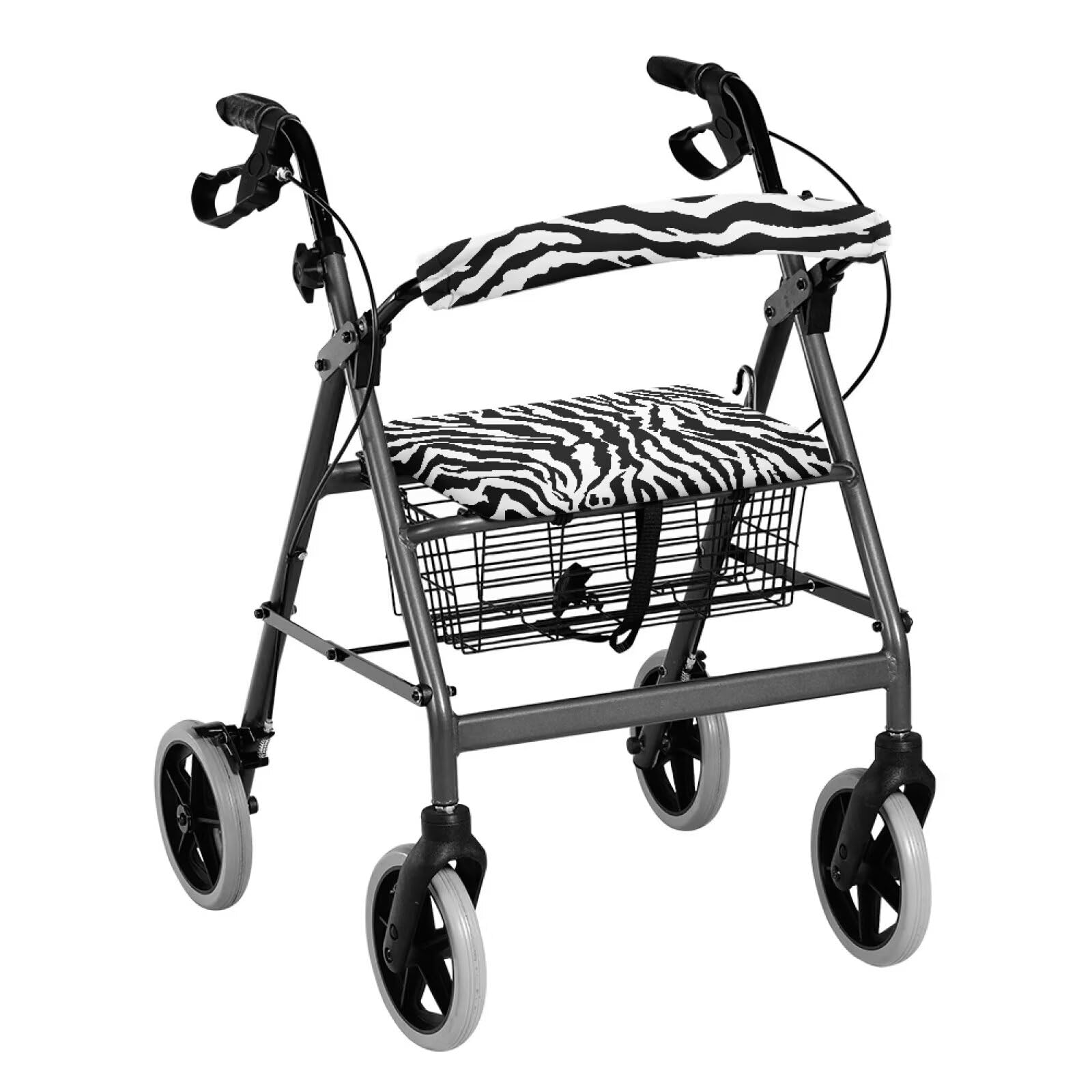 Universal Washable Walker Seat Cover with Backrest - Zebra Print Rollator Seat Cover for Seniors, Men & Women - Perfect for Indoor & Outdoor Mobility Support