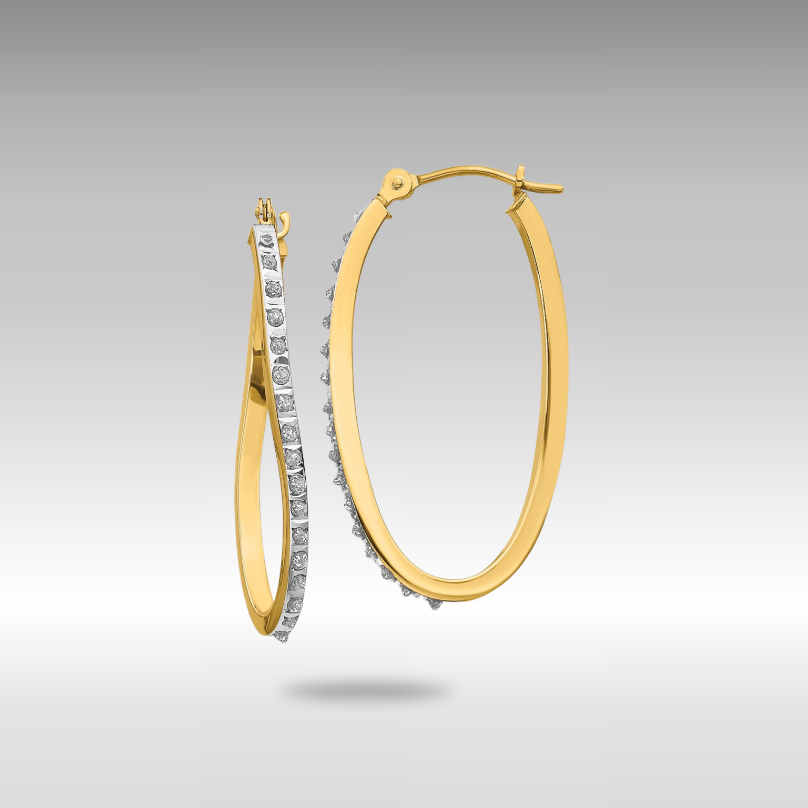 14K Gold Diamond Twist Hinged Hoop Earrings - Elegant Dangle Earrings for Women | Perfect for Parties, Weddings & Everyday Wear (Model DF225)