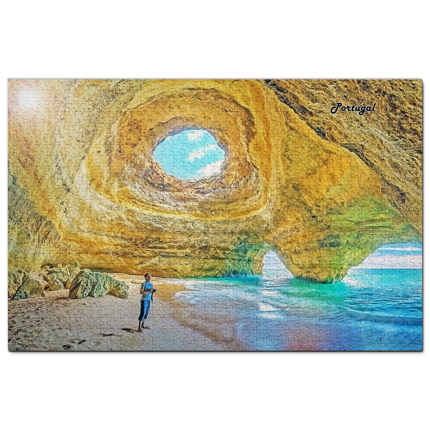 1000 Piece Portugal Algarve Benagil Caves Jigsaw Puzzle - Premium Wooden Travel Souvenir for Adults & Teens | Home Decor, Gift Idea, Relaxation & Family Game Night