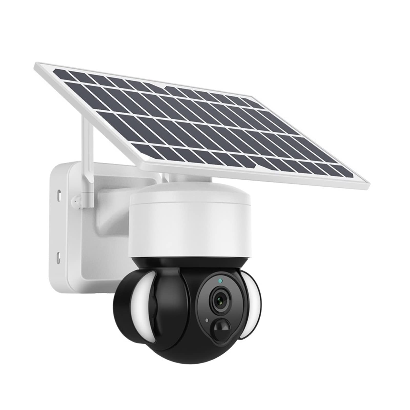 Solar Security Camera Outdoor Wireless - MZZYG WiFi Solar Powered Surveillance Camera with Cloud Storage, H265, Battery Operated & Garden Lights (White) for Home, Yard, and Property Monitoring
