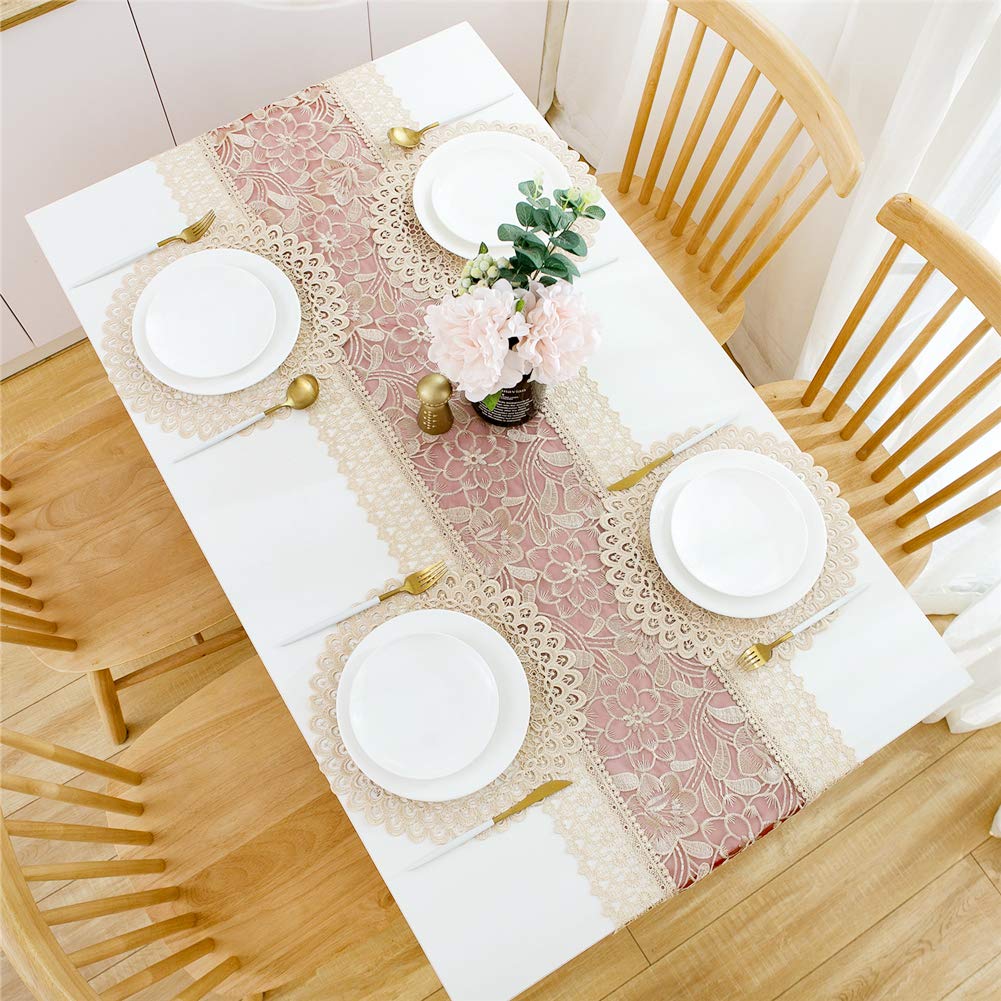 72 Inch Embroidery Linen Table Runner for Dining Room - Elegant Burlap Table Cover & Kitchen Decor, Perfect for Holiday Dinners & Home Entertaining
