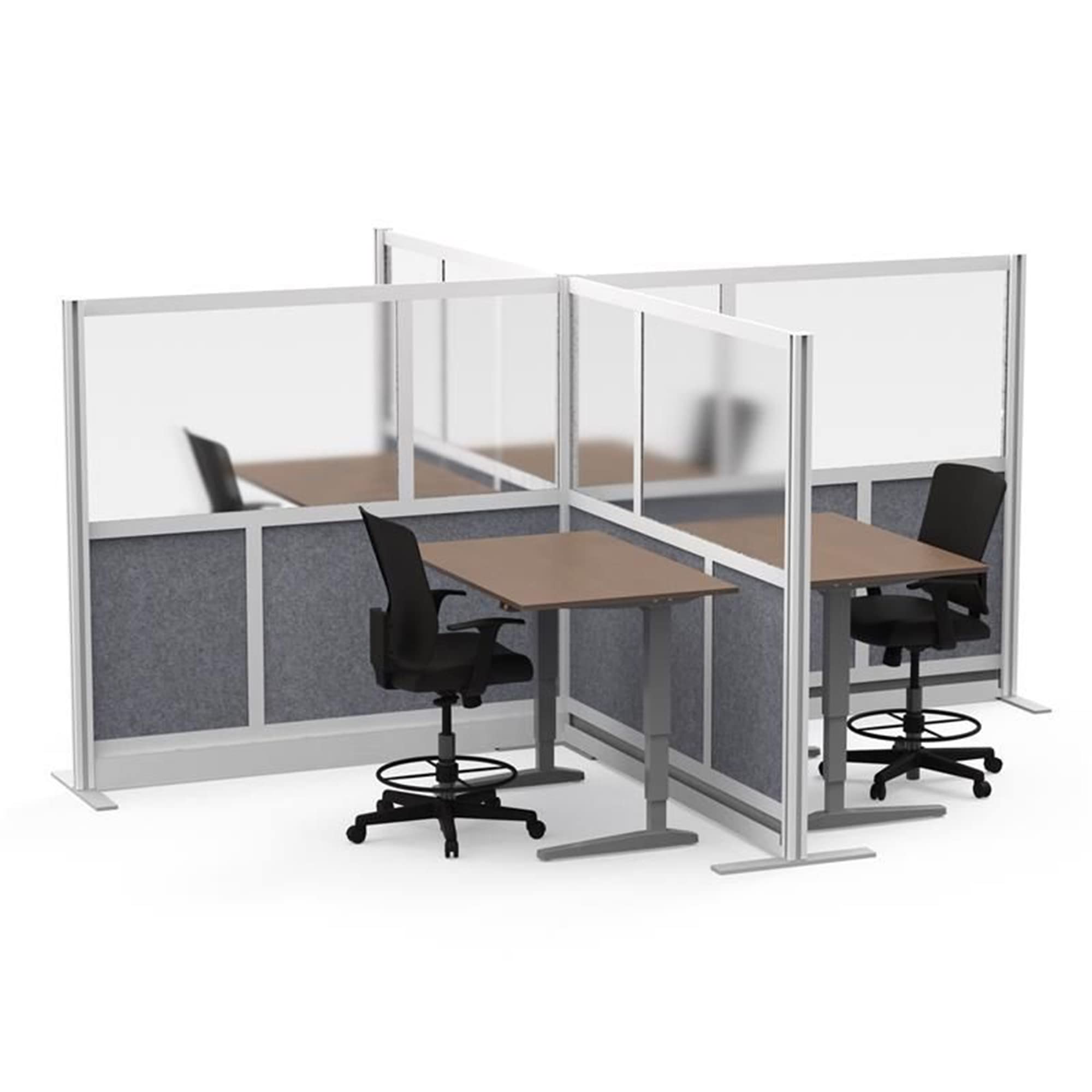 LUXOR MW-5370-FCG Modular Wall Room Divider System - Silver Frame, 53