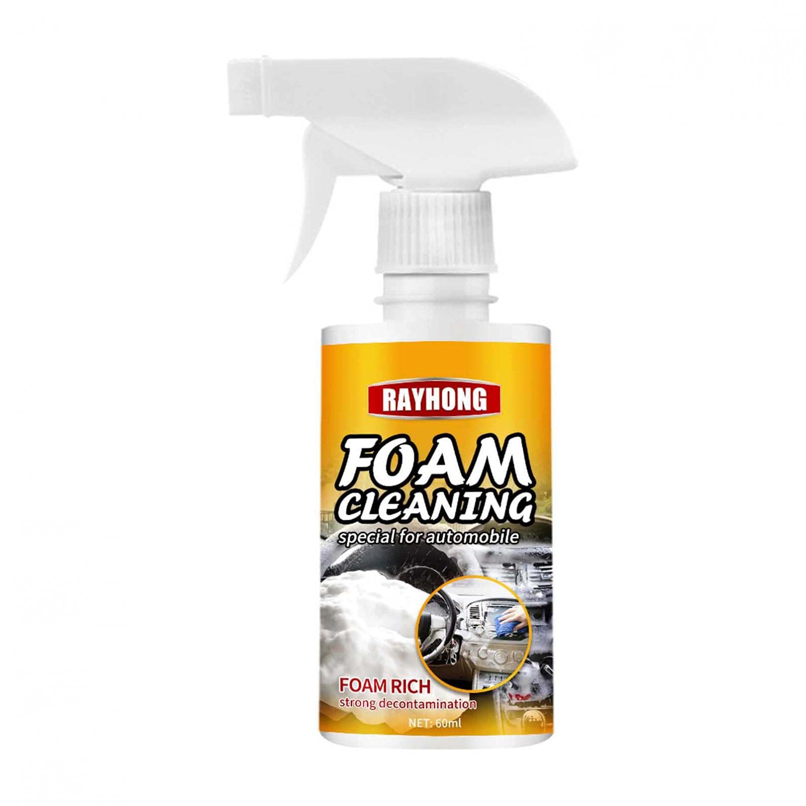 Multipurpose Foam Cleaner Spray - 60ML & 120ML Car Interior Cleaner, All-Purpose Household Cleaning Solution for Kitchen, Bathroom, Leather Seats | Safe for Cars, Home & Office Use