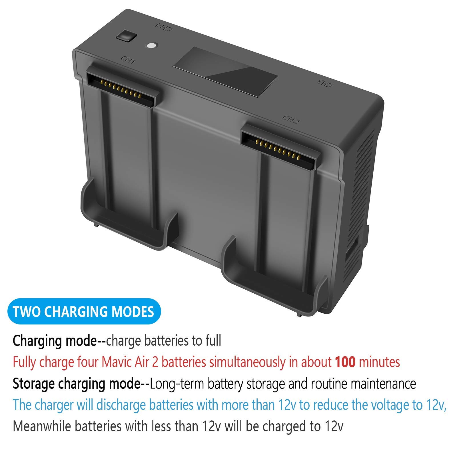 Hanatora 5-in-1 Rapid Charging Hub for DJI Air 2S & Mavic Air 2 Drone - Dual-Port Home & Car Battery Charger with Storage Case | Perfect for Travel, Outdoor Adventures & Professional Aerial Photography