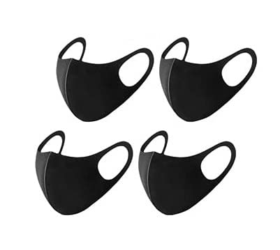 4 Pack Reusable Black Washable Face Masks with Nose Wire - Unisex for Men & Women - Perfect for Daily Use, Travel, Gym, and Outdoor Activities
