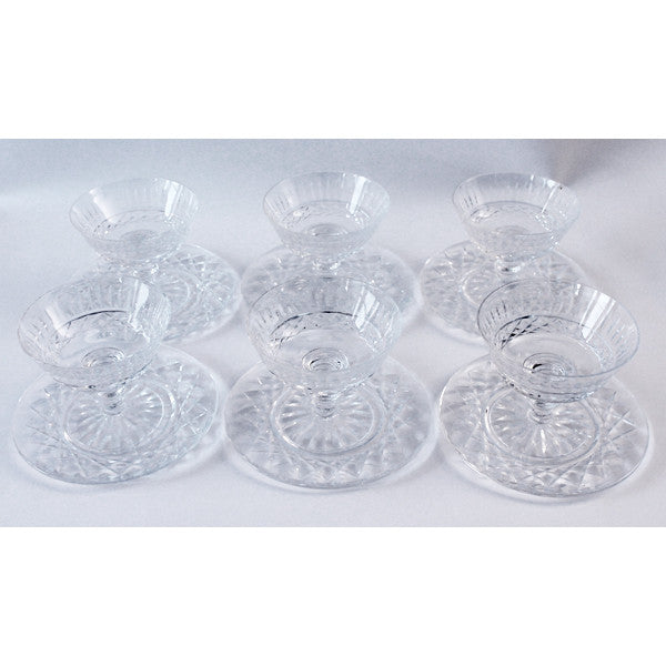 Set of 6 Waterford Crystal Sherberts with Elegant Glass Stands - Premium Cut Glass Dessert Bowls for Ice Cream, Sorbet & Fruit - Perfect for Dinner Parties, Weddings & Luxury Home Decor