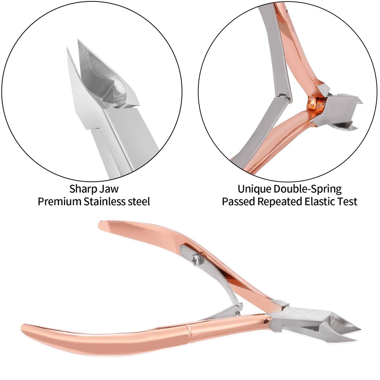 Professional Cuticle Trimmer Set with Pusher & Cutter - Stainless Steel Manicure Pedicure Tools for Fingernails & Toenails - Durable Nail Care Kit for Salon & Home Use (Rose Gold) - Perfect for DIY Nail Care & Professional Grooming
