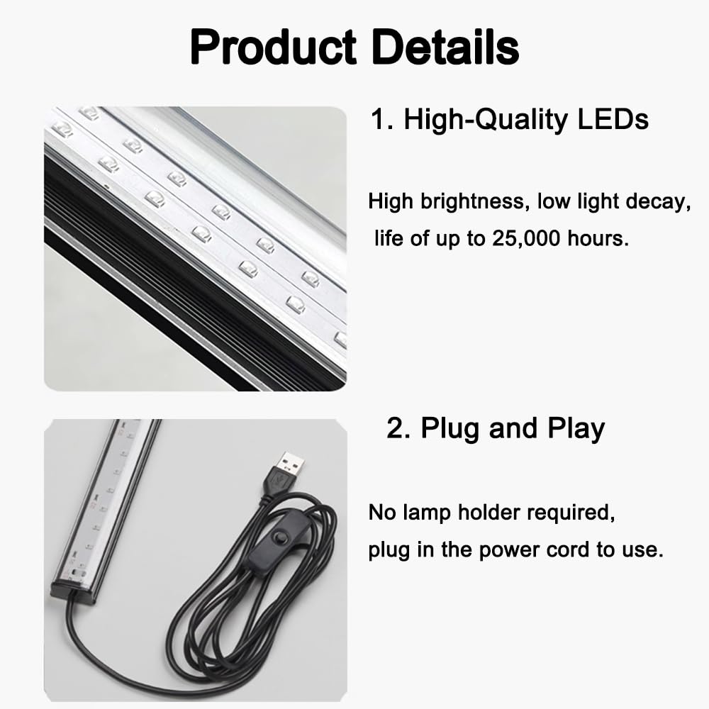 10W 1ft UV Black Light Bar - USB Powered Blacklight for Fluorescent Posters, Body Paint & Glow Parties (2-Pack) | Perfect for Halloween Decorations, Christmas Parties, Rave Events & Glow-in-the-Dark Room Decor