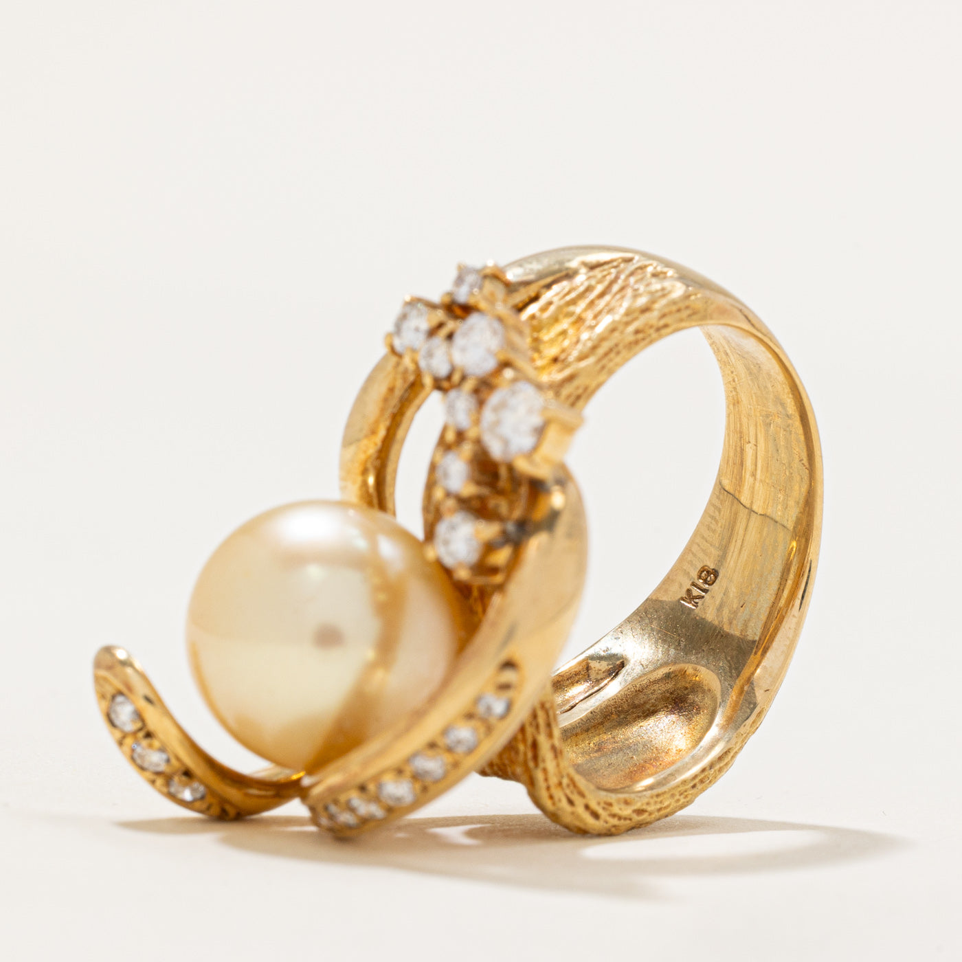 Exquisite South Sea Pearl & Diamond Cocktail Ring | 0.43ctw | Size 6.75 | Perfect for Evening Parties, Weddings & Special Occasions