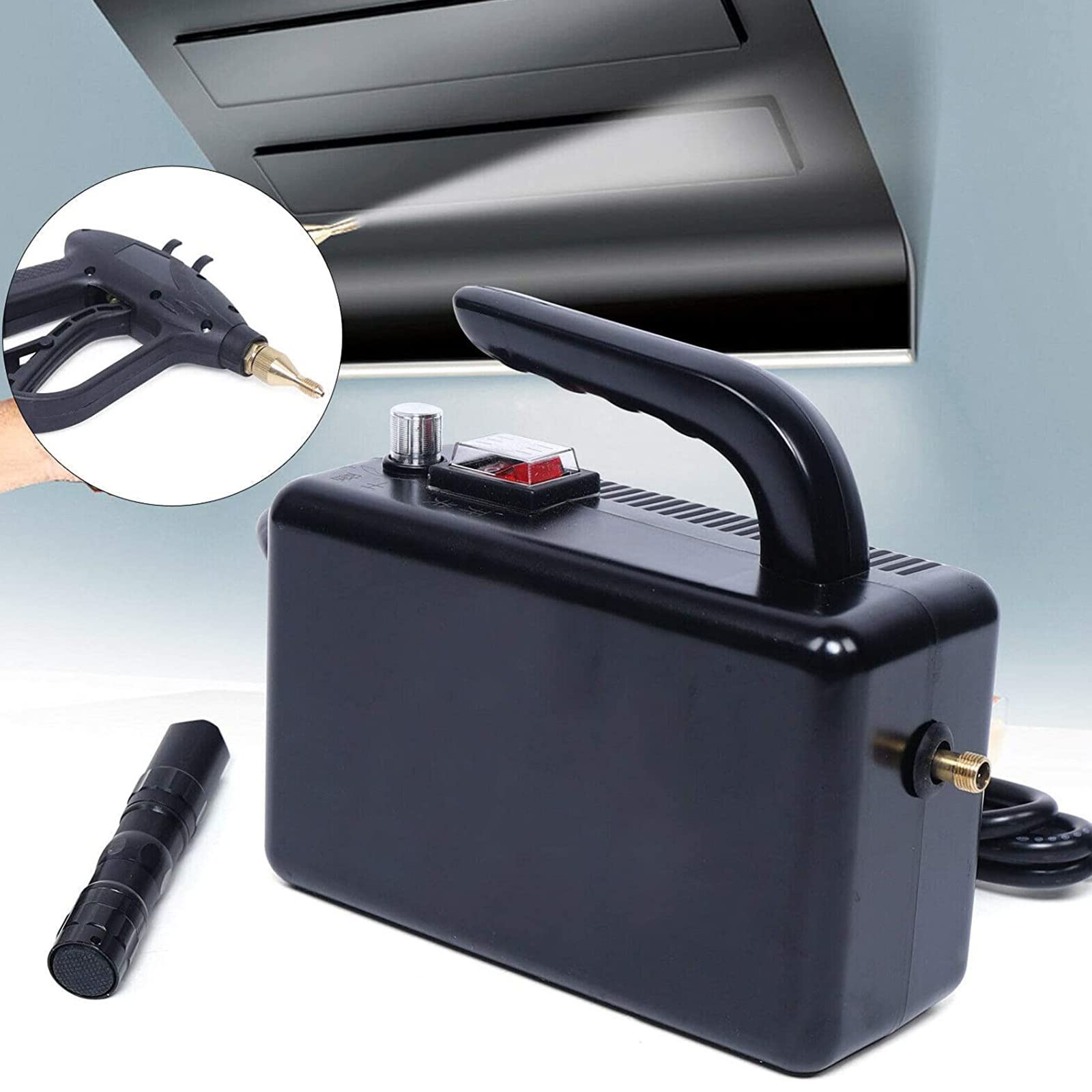 1700W 110V High Temperature Pressurized Steam Cleaner - Portable Multi-Purpose Steam Cleaning Machine for Furniture, Car, Home - Powerful Handheld Steamer with 15 Accessories - Ideal for Deep Cleaning Floors, Upholstery, Tiles & Grout (Black)
