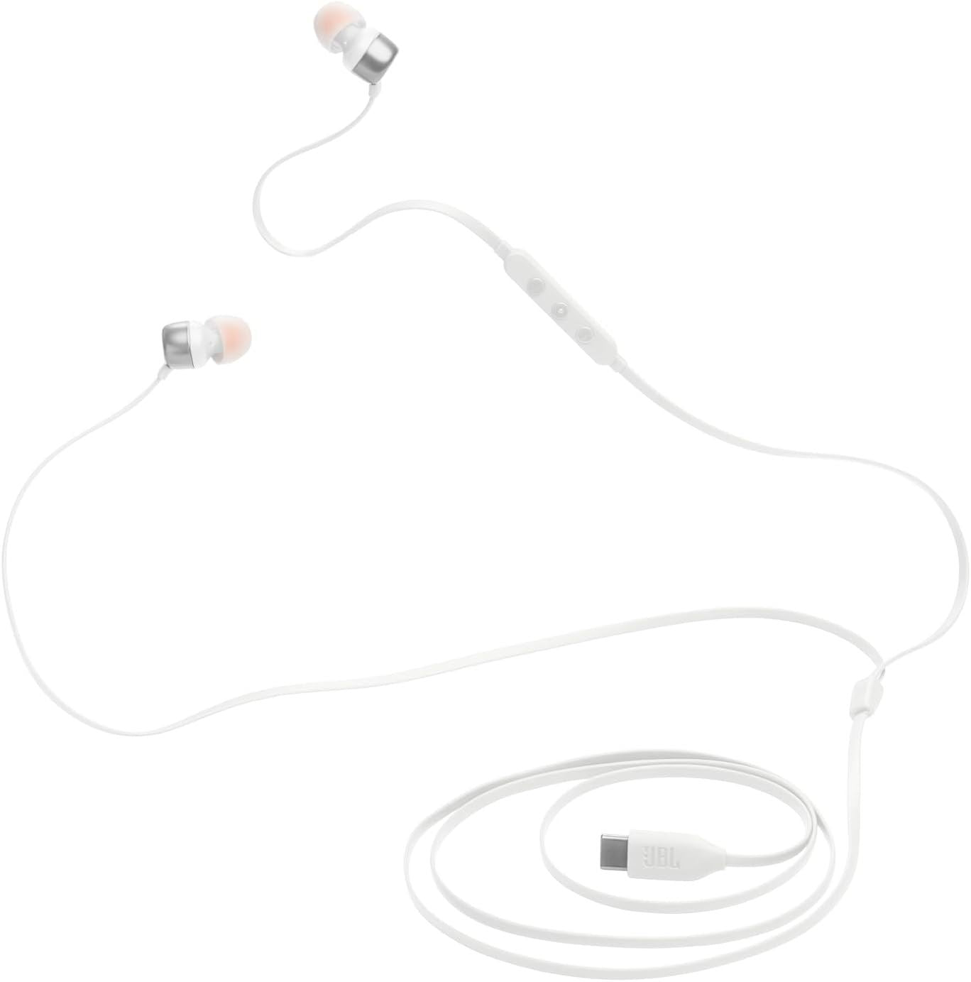 JBL Harman Tune 310C USB-C In-Ear Headphones with Mic - White (JBLT310CWHT) | Noise Isolating Wired Earbuds for Music, Calls & Gaming - Perfect for Commuting, Workouts & Travel