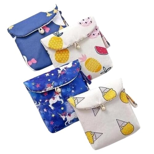 **Critoanta Set of 2 Reusable Sanitary Napkin Bags - Travel Pouch for Cosmetics, Jewelry & Menstrual Cup Storage - Washable Organizer for Women & Girls (Multicolor, Mixed Design) - Perfect for Travel, Gym & Daily Use**