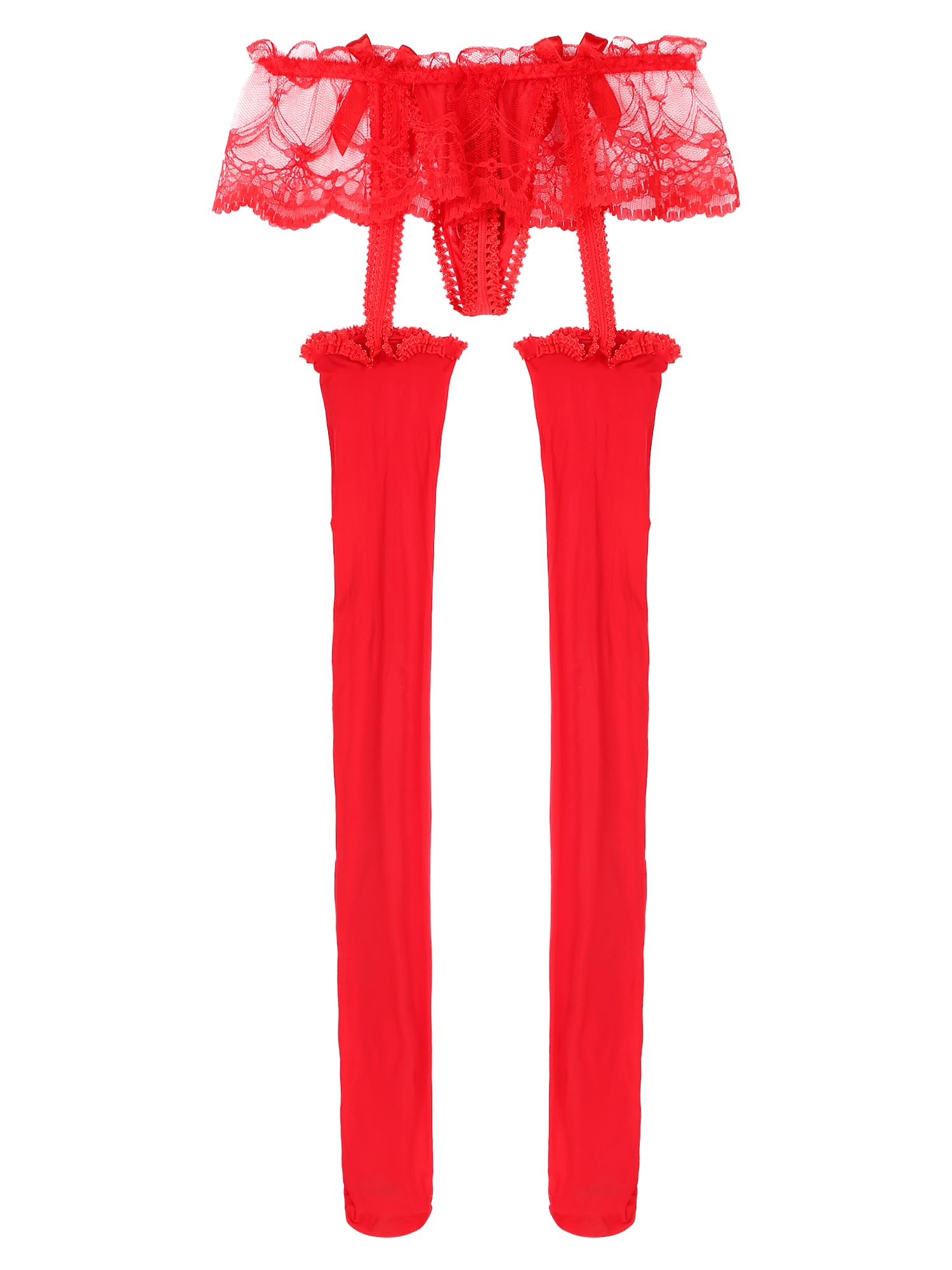 **Men's Sheer Lace Pantyhose with Bulge Pouch & Garters - Sexy Lingerie Stockings for Crossdressing, Cosplay & Sensual Nights**