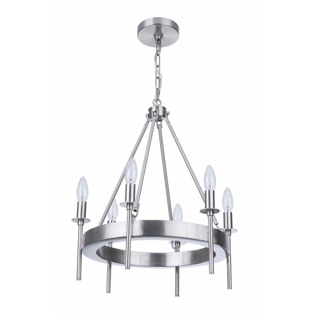 Craftmade 54326-BNK Larrson Modern 6-Light Candle Chandelier - 360 Watts, Brushed Polished Nickel Finish - 21