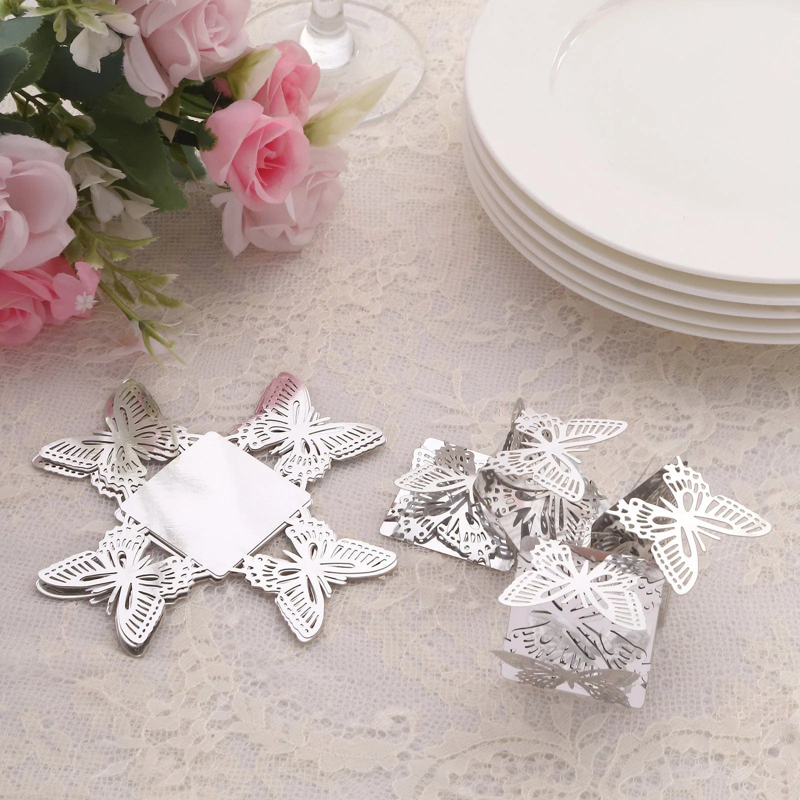 50 Gold Metallic 4 Butterfly Mini Square Cupcake Liners for Desserts - Perfect for Birthday Parties, Baby Showers & Wedding Decorations