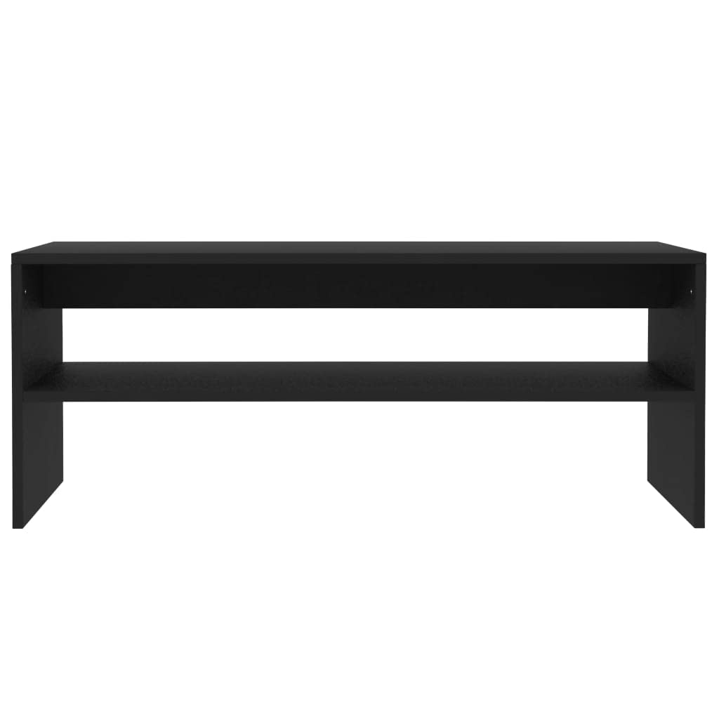 Modern Black Coffee Table with Shelf - 39.4