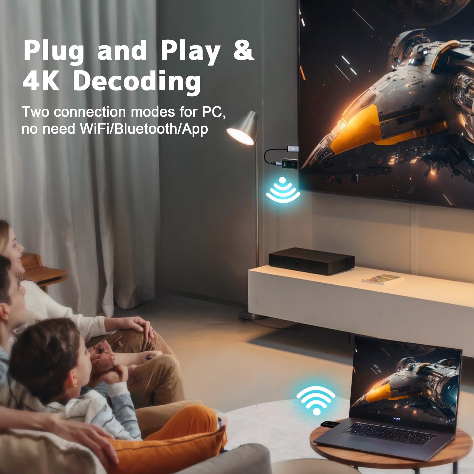 Kihoplly 4K Wireless HDMI Transmitter and Receiver - Plug & Play HDMI Extender with 2.4/5GHz Dual Band, 100FT Range for PC, Projector, TV Box - No App/Bluetooth Required - Perfect for Home Theater, Conference Rooms & Gaming Setups