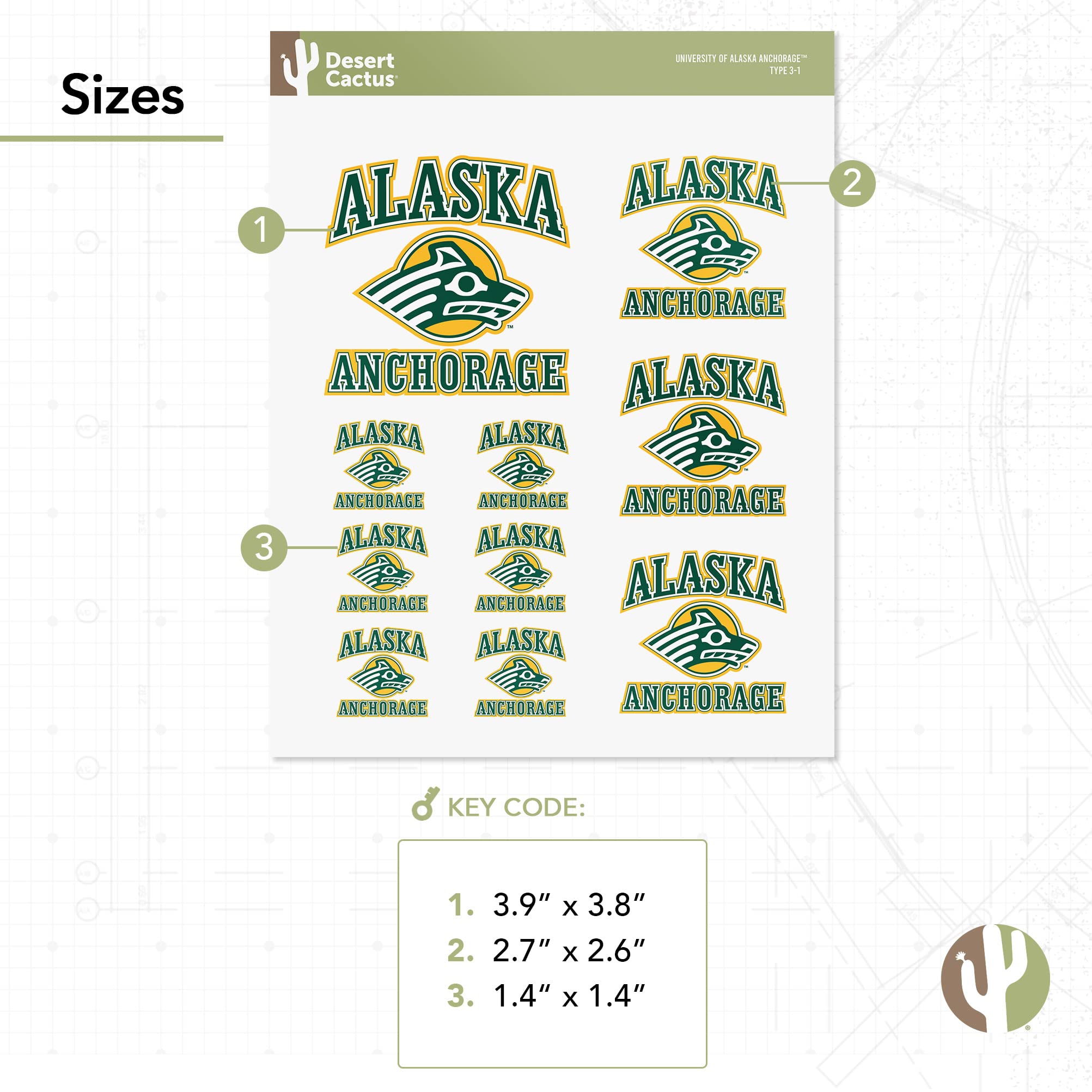 UAA Seawolves Vinyl Decals - Desert Cactus University of Alaska Anchorage Stickers for Laptop, Water Bottle, Car & Scrapbook - Durable Waterproof Decal - Perfect for School Spirit, College Pride & Fan Gifts