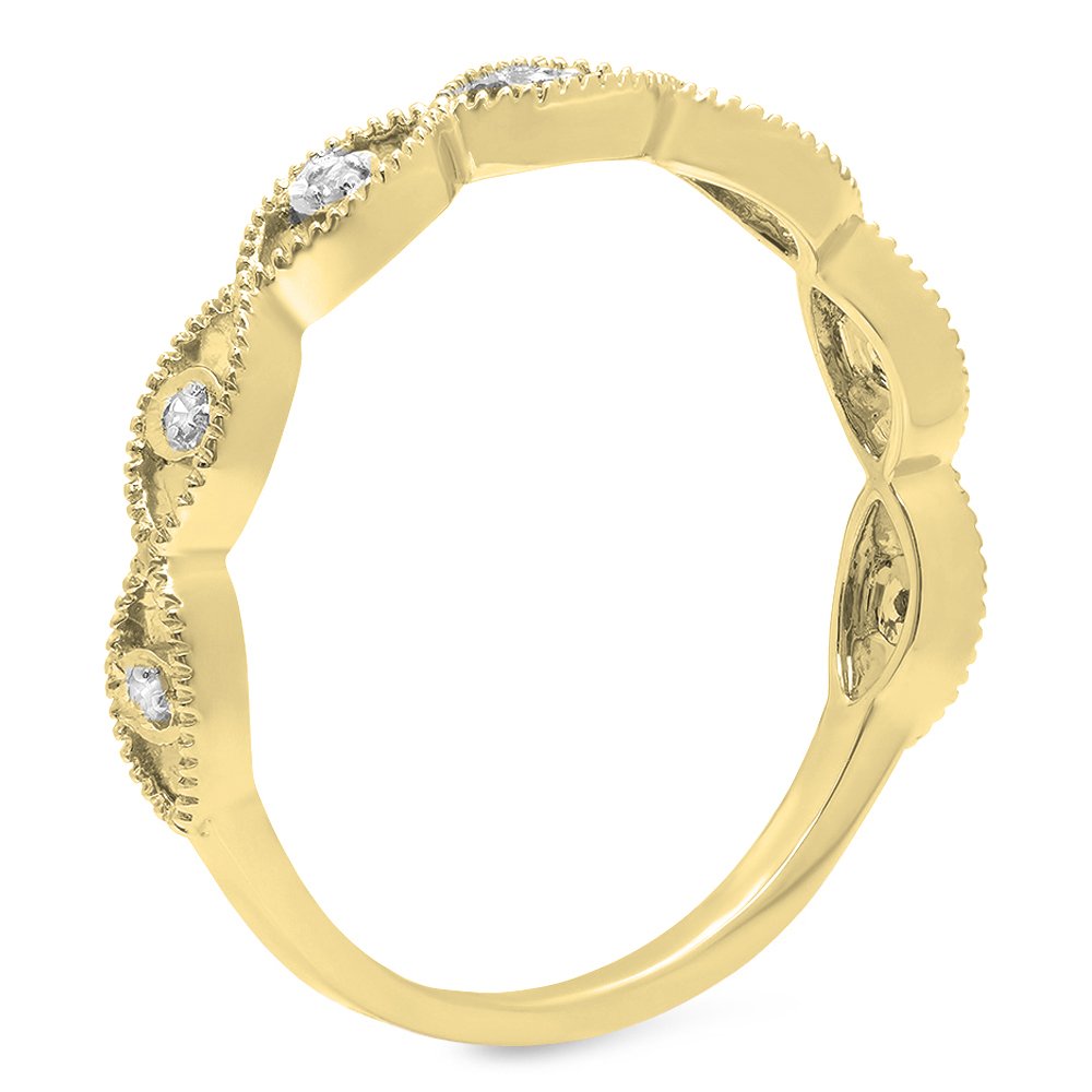 0.05 Cttw 14K Solid Gold Round White Diamond Women's Anniversary Wedding Stackable Band Ring - Perfect for Bridal Sets, Engagement Gifts & Everyday Elegance