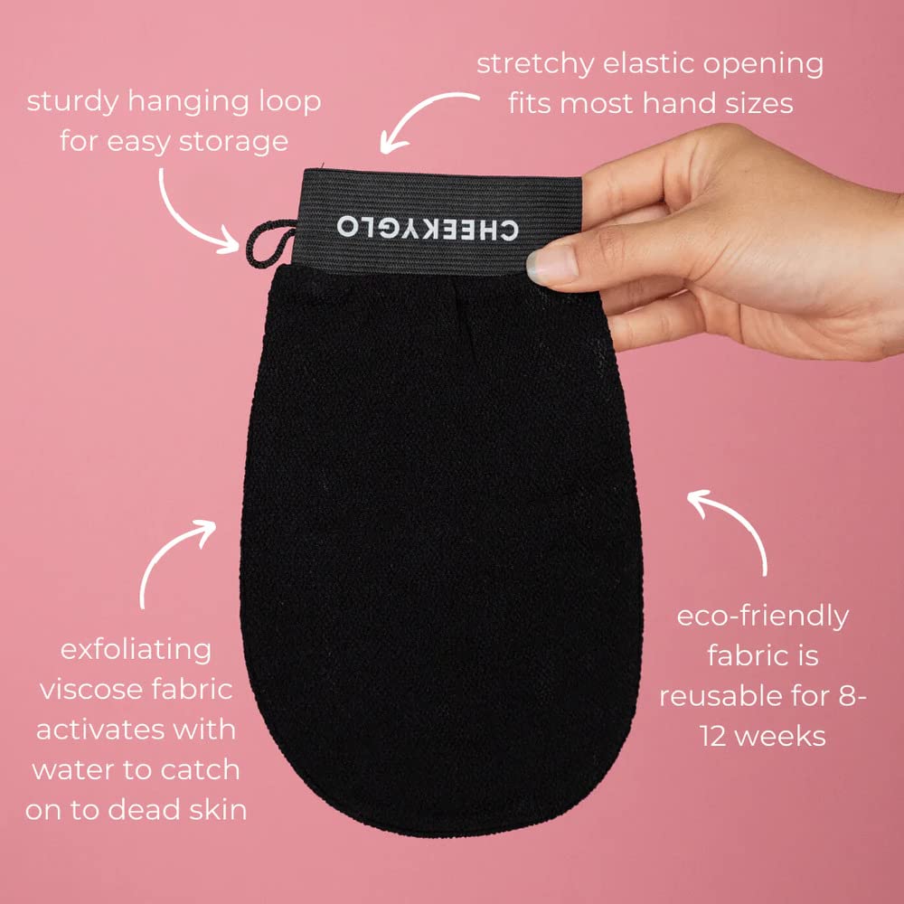 Cheekyglo Ms Magic Secret Body Exfoliating Glove - Pure Viscose Fiber Exfoliator for Dead Skin & Tan Removal, Face & Body Scrubber, Black (Pack of 1) | Spa, Shower & Skincare Routine Essential