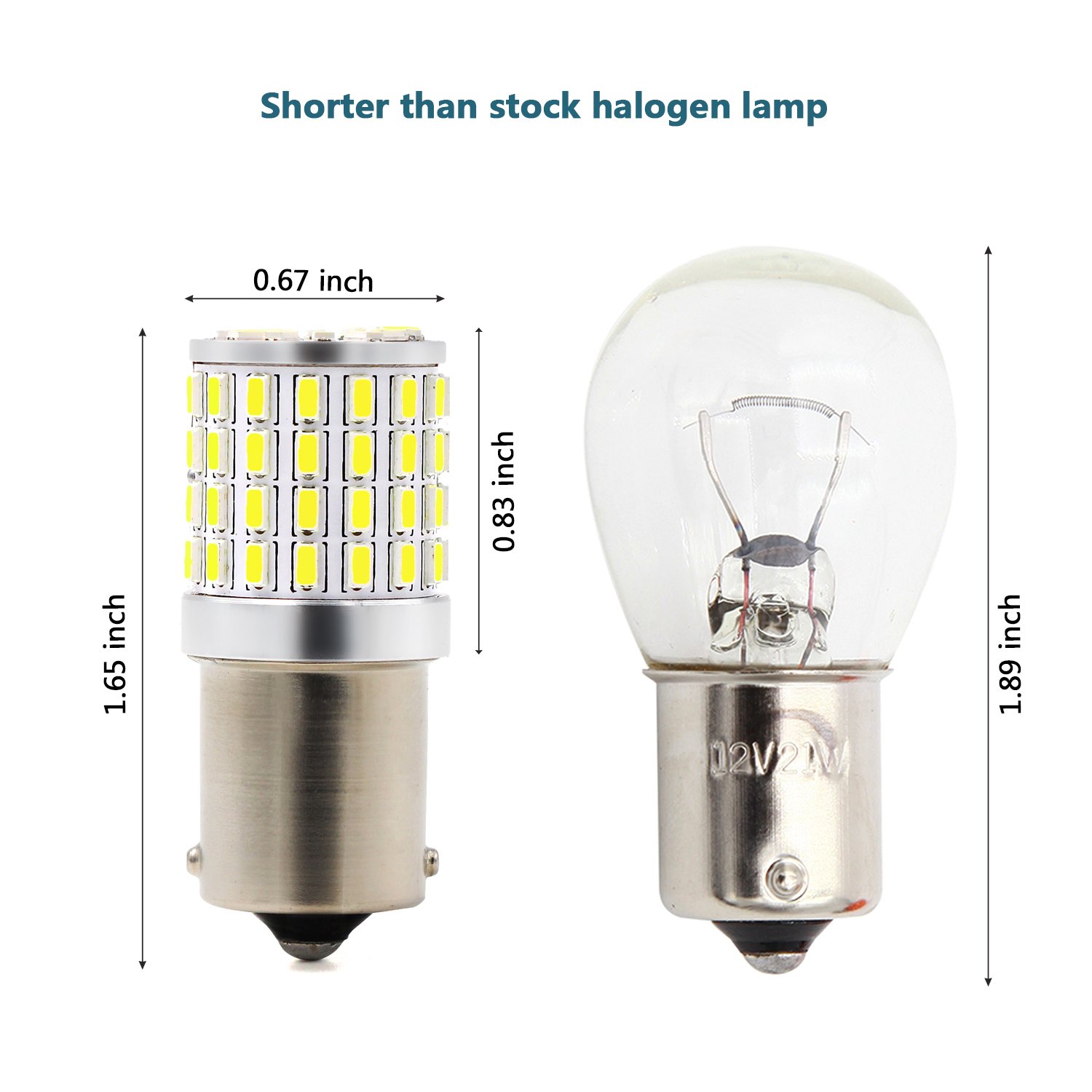 PHINLION 2000 Lumens 7506 1156 LED Reverse Light Bulbs - Super Bright 3014 72-SMD BA15S 1073 1141 LED Backup Bulb for Brake, Stop, Tail Lights - 6000K Xenon White (Pack of 2) - Perfect for Trucks, SUVs, and Cars in Low-Light Parking Scenes