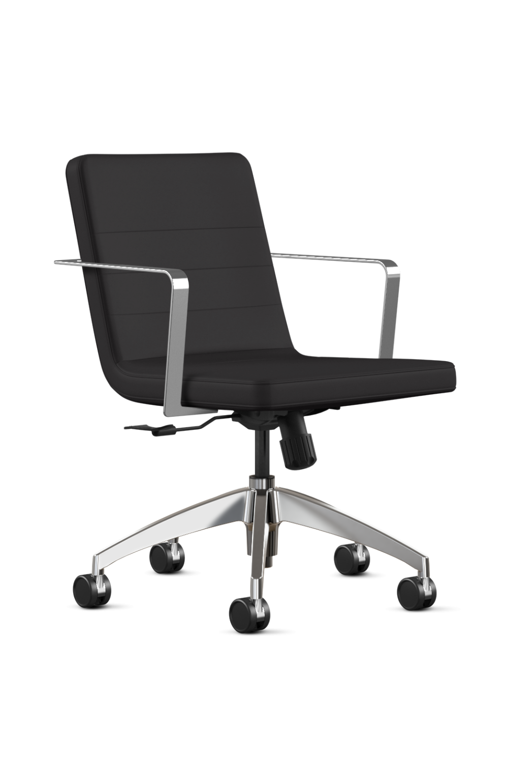 9 To 5 @nce Black Vinyl Conference Chair with Chrome Base & Fixed Arms - Ergonomic Office Chair for Meetings, Conference Rooms & Professional Workspaces