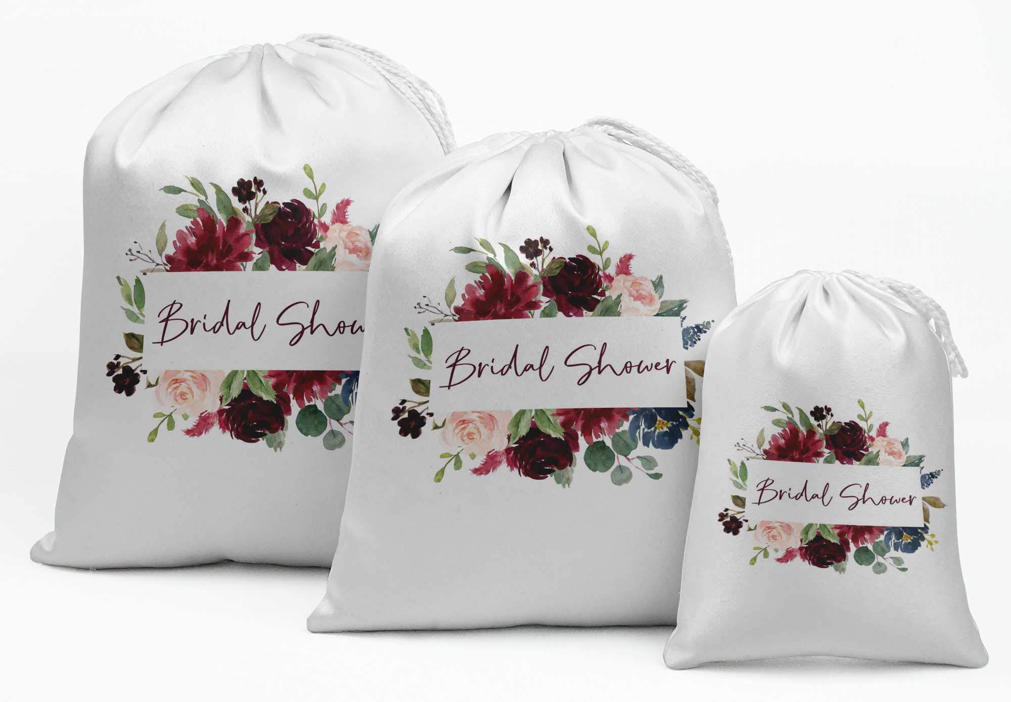 Elegant White Floral Bridal Shower Favor Bags - 15-Piece Wedding Party Gift Pouches Set for Bridal Showers, Baby Showers & Special Events