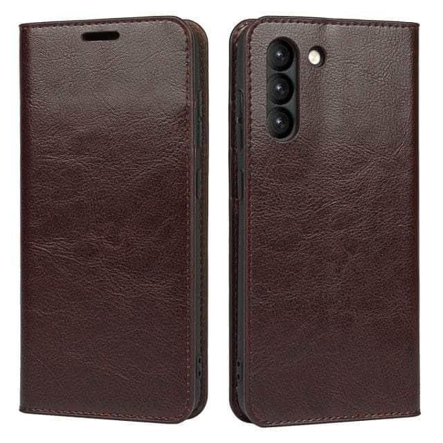 Genuine Leather Flip Cover for Samsung Galaxy S22 with Credit Card Holder - Slim Protective Phone Case for Everyday Use & Travel