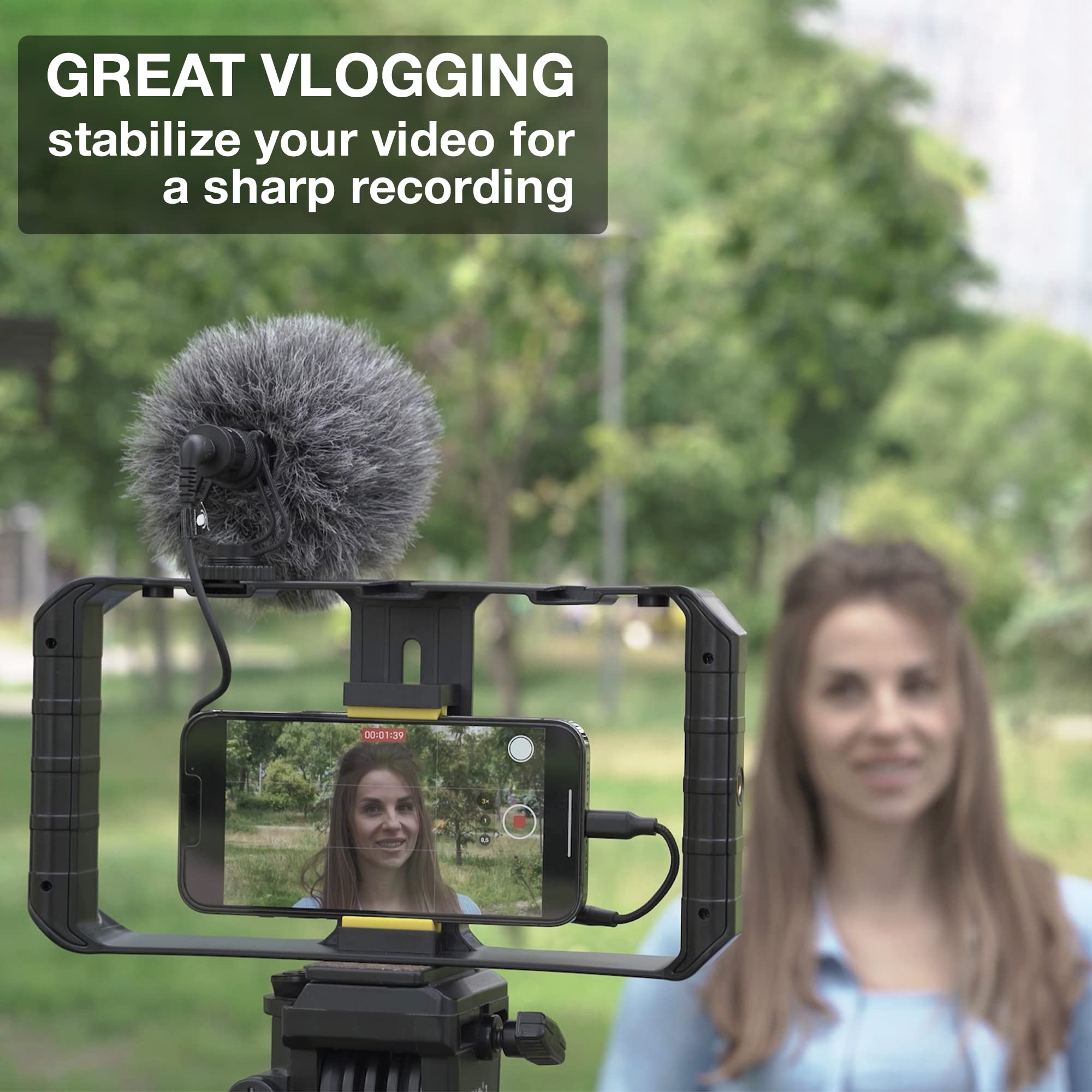 PowerDeWise Smartphone Video Rig - 3 Cold Shoe Mounts Stabilizer Handheld Cage Tripod for iPhone & Android Filmmaking | Perfect for Vlogging, YouTube Videos & Professional Mobile Photography