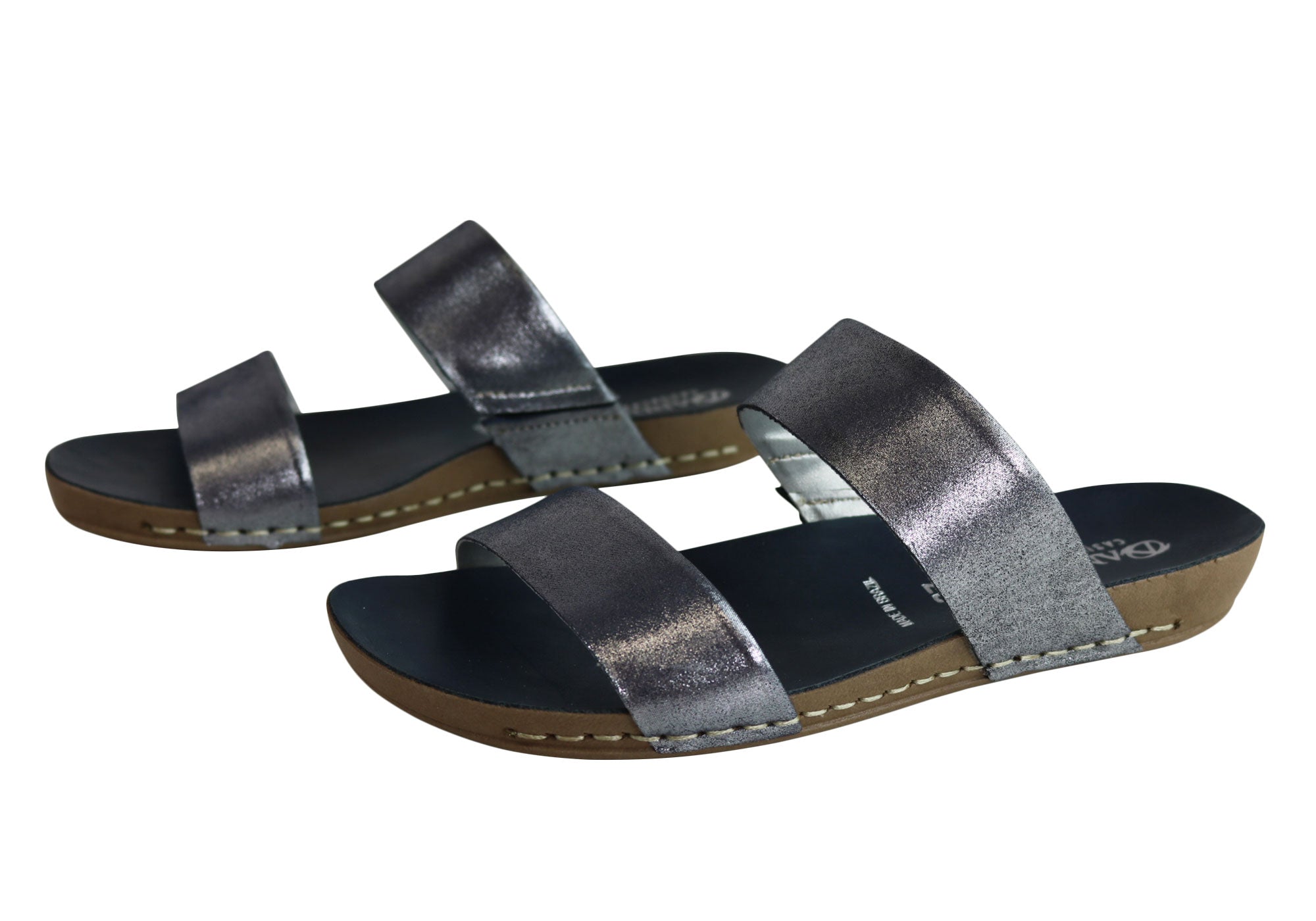 Andacco Mirage Women's Comfortable Leather Flat Sandals Slides - Handmade in Brazil - Perfect for Beach, Vacation & Summer Casual Wear