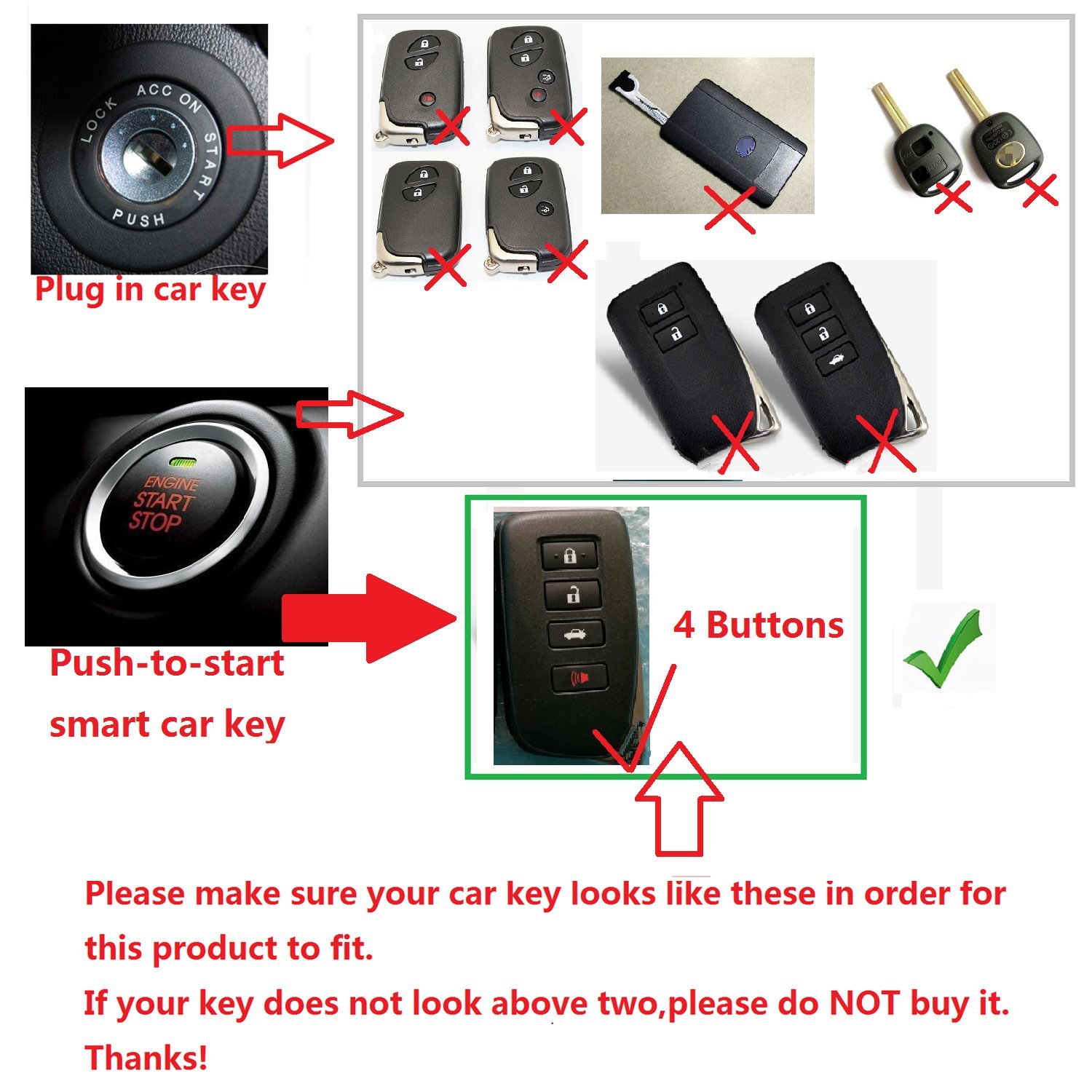 Premium Carbon Fiber Key Fob Cover for Lexus ES GS GX LC LS LX NX RC RX UX - Durable Smart Car Remote Key Case for Men & Women (4-Button Design, Black) - Perfect for Protection & Style Enhancement